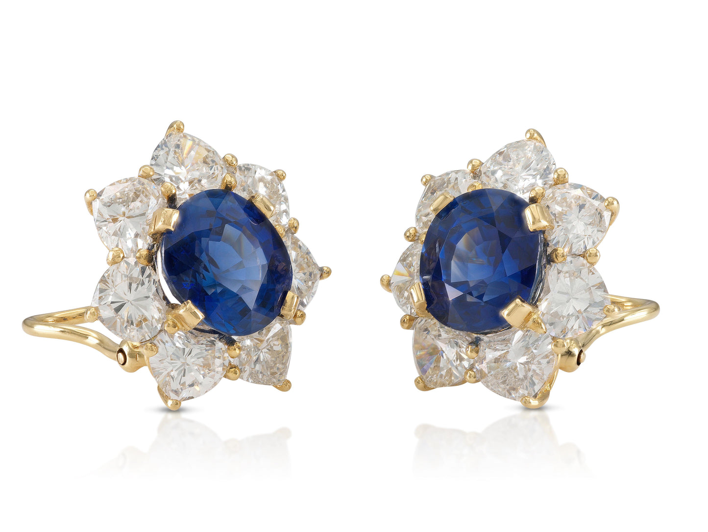 Vintage 1980s 9.70 Carat Sapphire & 6.50 Carat Diamond Cluster Earrings