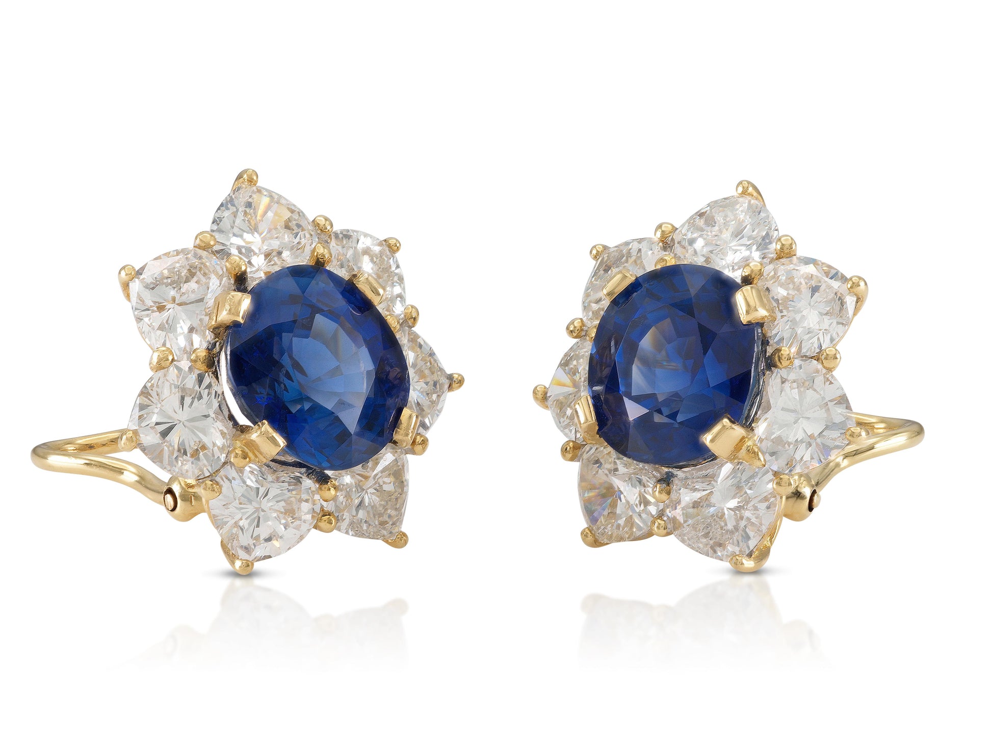 Vintage 1980s 9.70 Carat Sapphire & 6.50 Carat Diamond Cluster Earrings