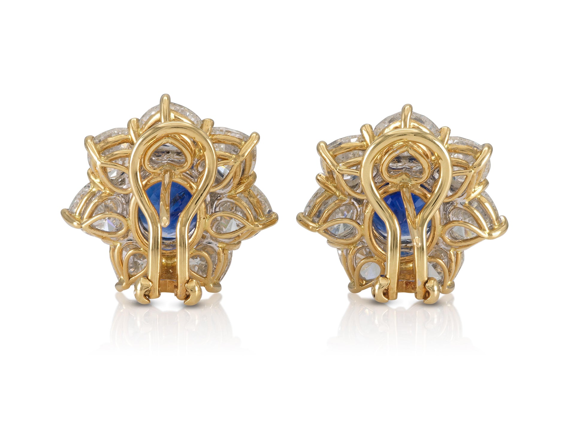 Vintage 1980s 9.70 Carat Sapphire & 6.50 Carat Diamond Cluster Earrings