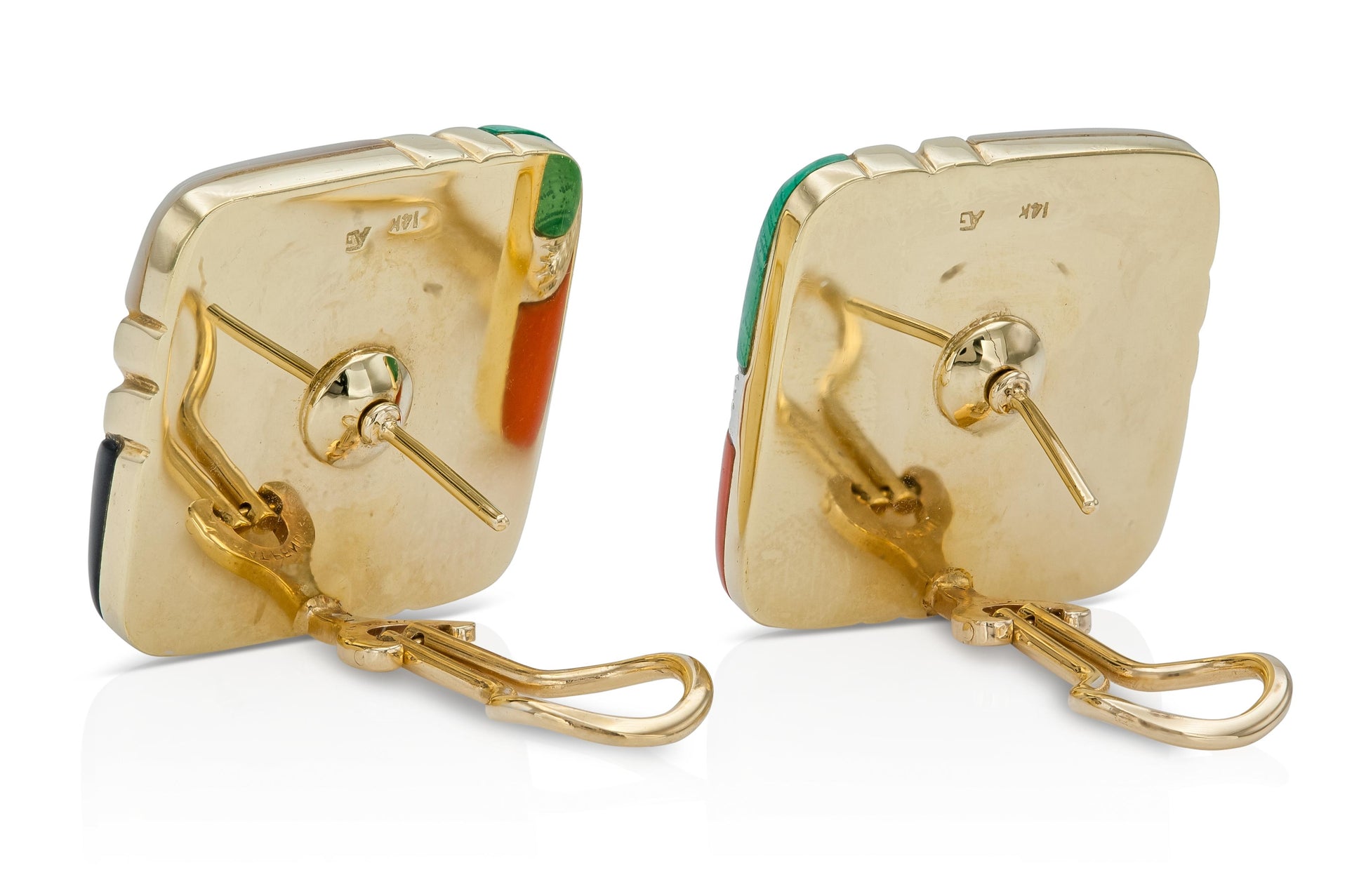 Vintage 1980s Multi-Gem Geometric Earrings