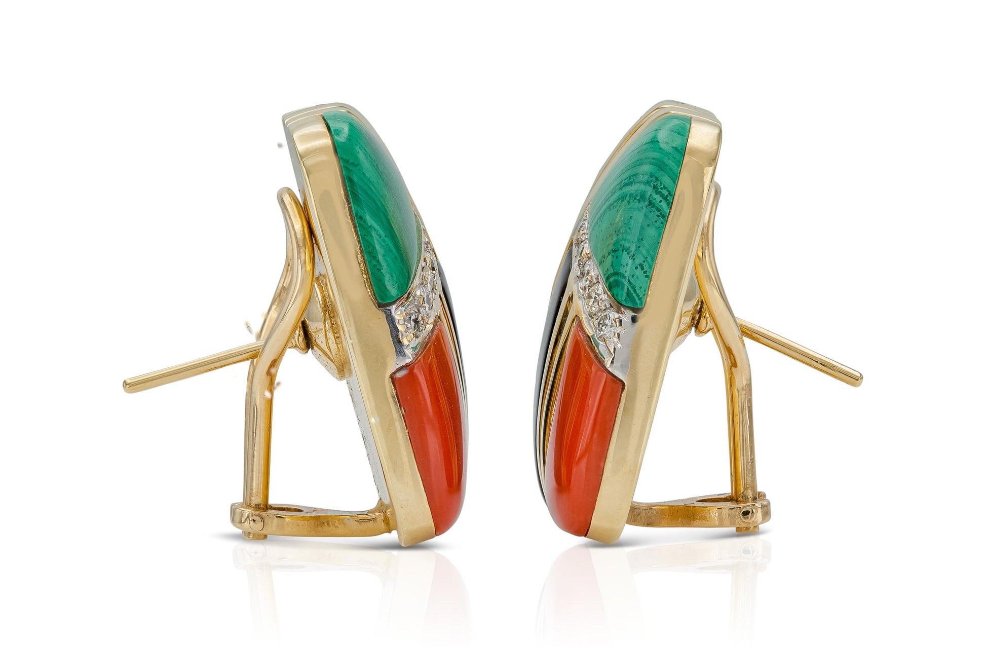 Vintage 1980s Multi-Gem Geometric Earrings