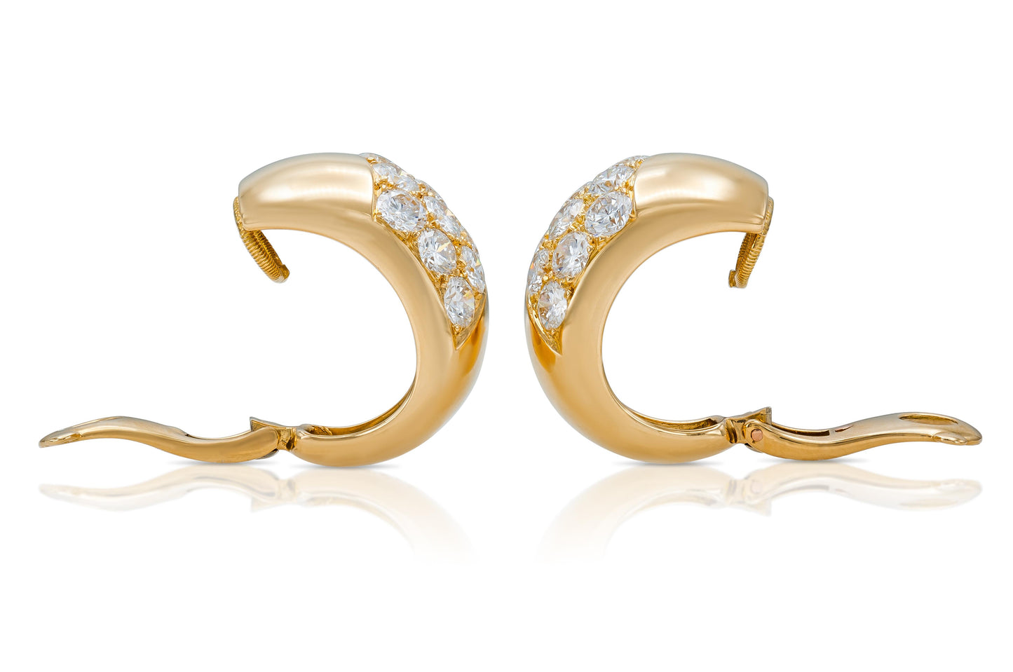 Vintage 1970s Cartier Gold and 6.00 Carat Diamond Huggie Earrings