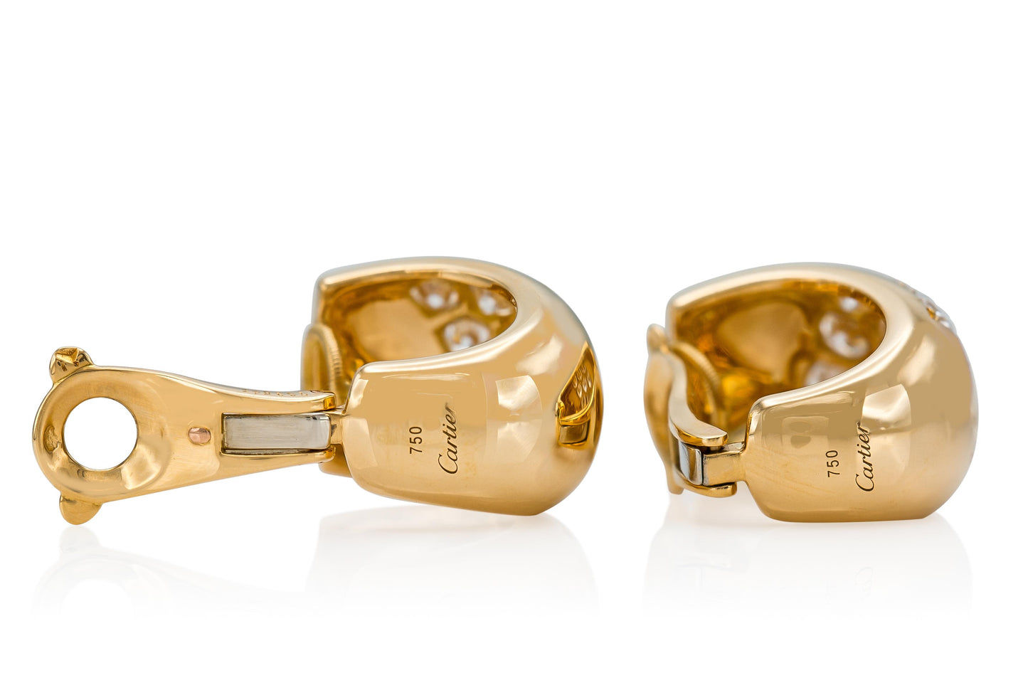 Vintage 1970s Cartier Gold and 6.00 Carat Diamond Huggie Earrings