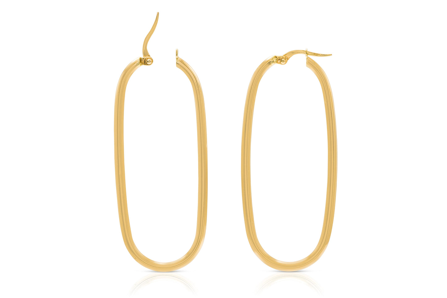 Gold Long Oval Hoop Earrings
