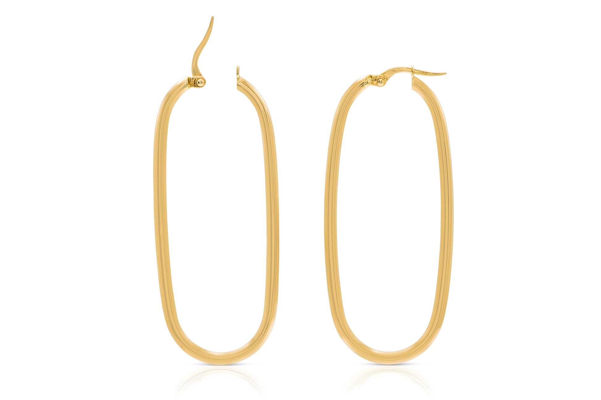 Gold Long Oval Hoop Earrings