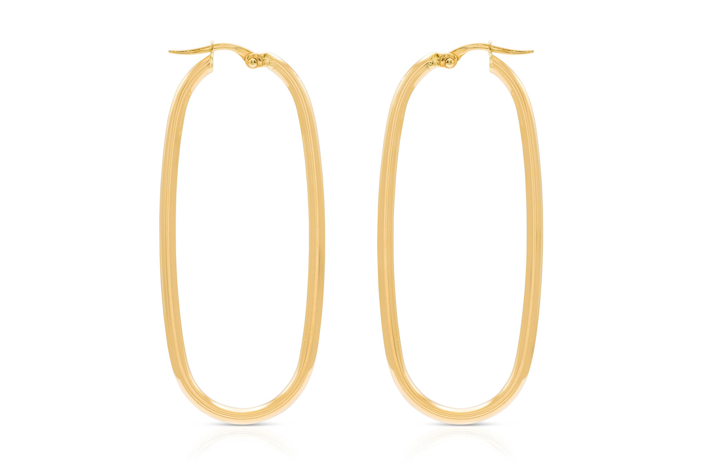 Gold Long Oval Hoop Earrings