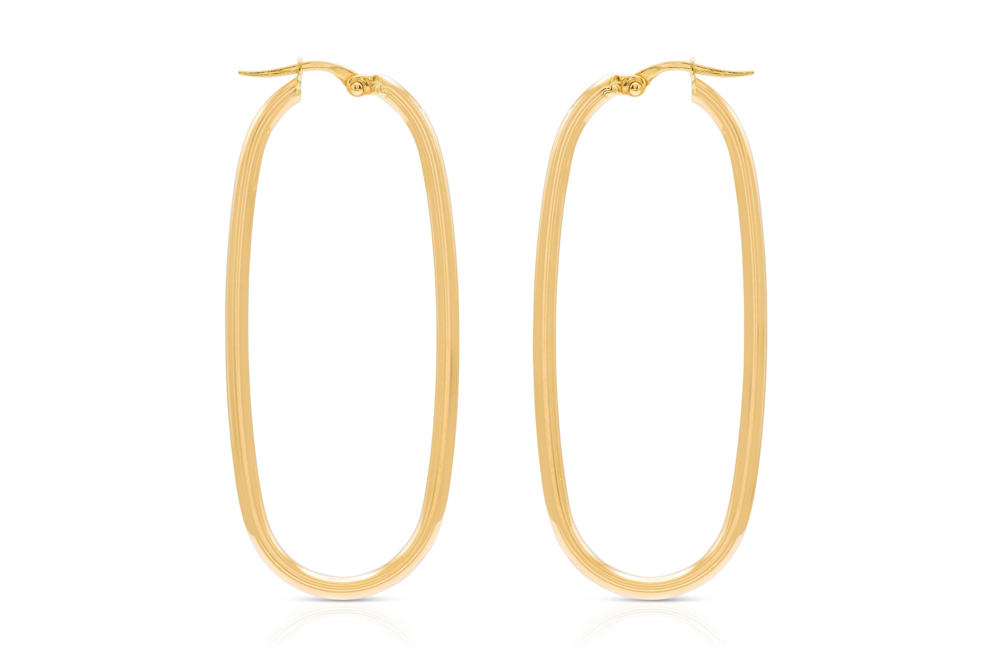 Gold Long Oval Hoop Earrings