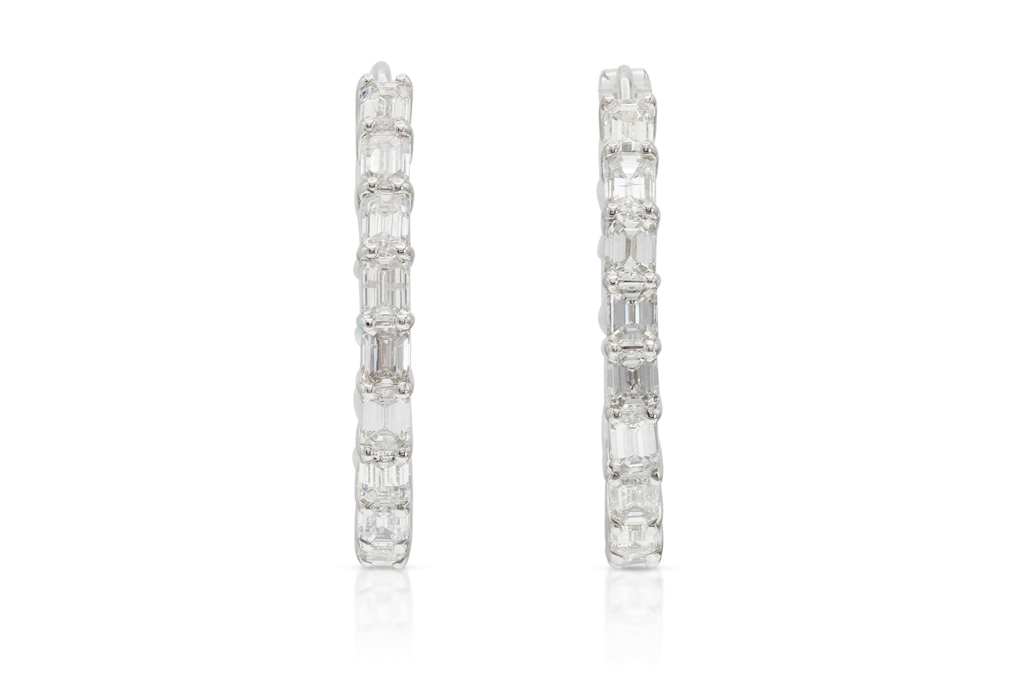 2.00 Carat Emerald Cut Diamond Oval Hoop Earrings