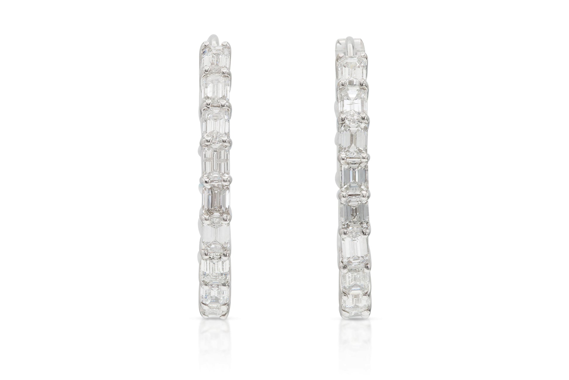 2.00 Carat Emerald Cut Diamond Oval Hoop Earrings