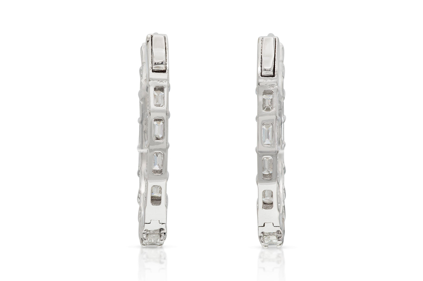 2.00 Carat Emerald Cut Diamond Oval Hoop Earrings
