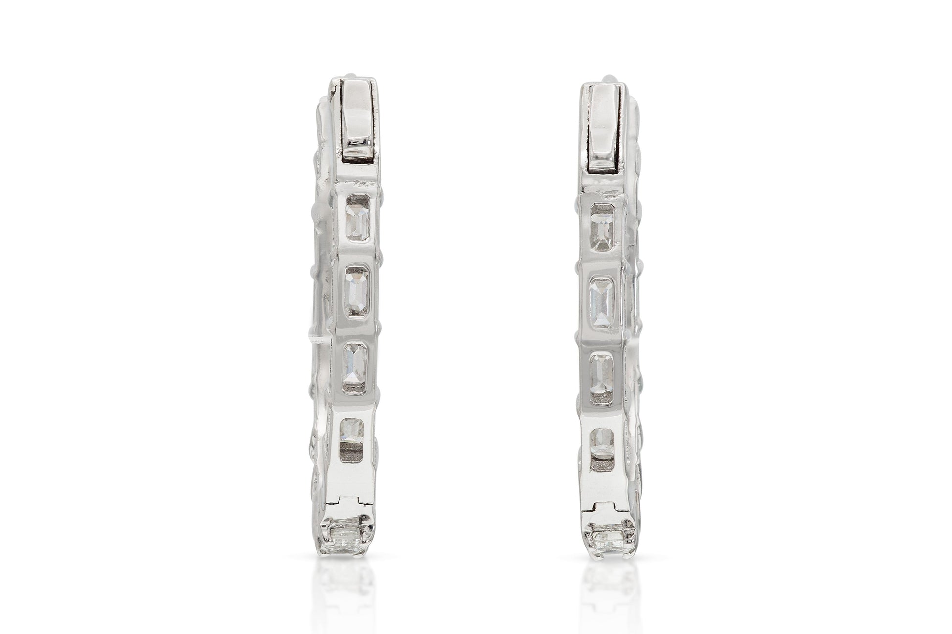 2.00 Carat Emerald Cut Diamond Oval Hoop Earrings