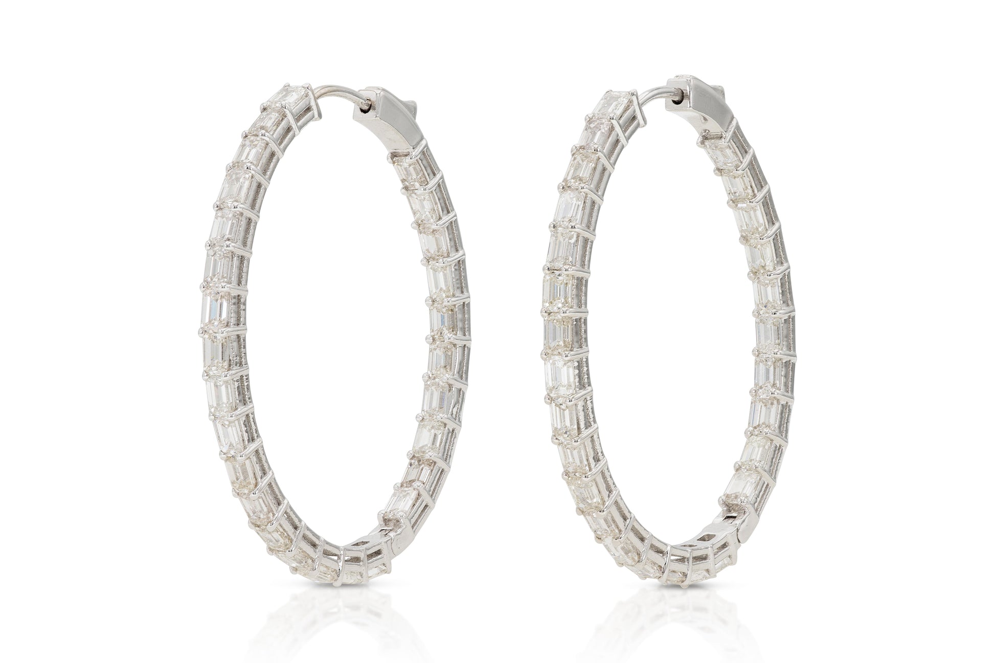5.50 Carat Emerald Cut Diamond Oval Hoop Earrings