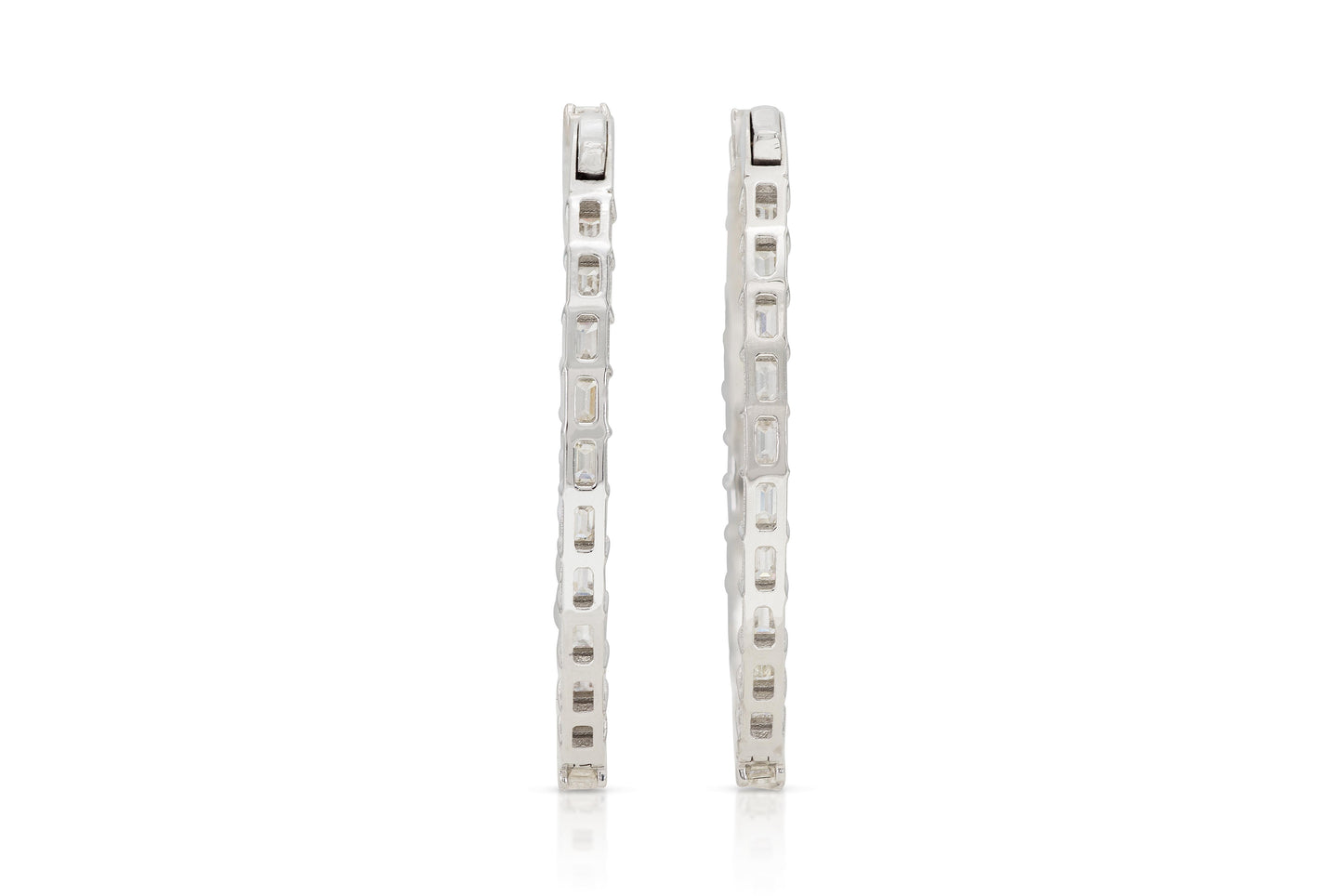 5.50 Carat Emerald Cut Diamond Oval Hoop Earrings