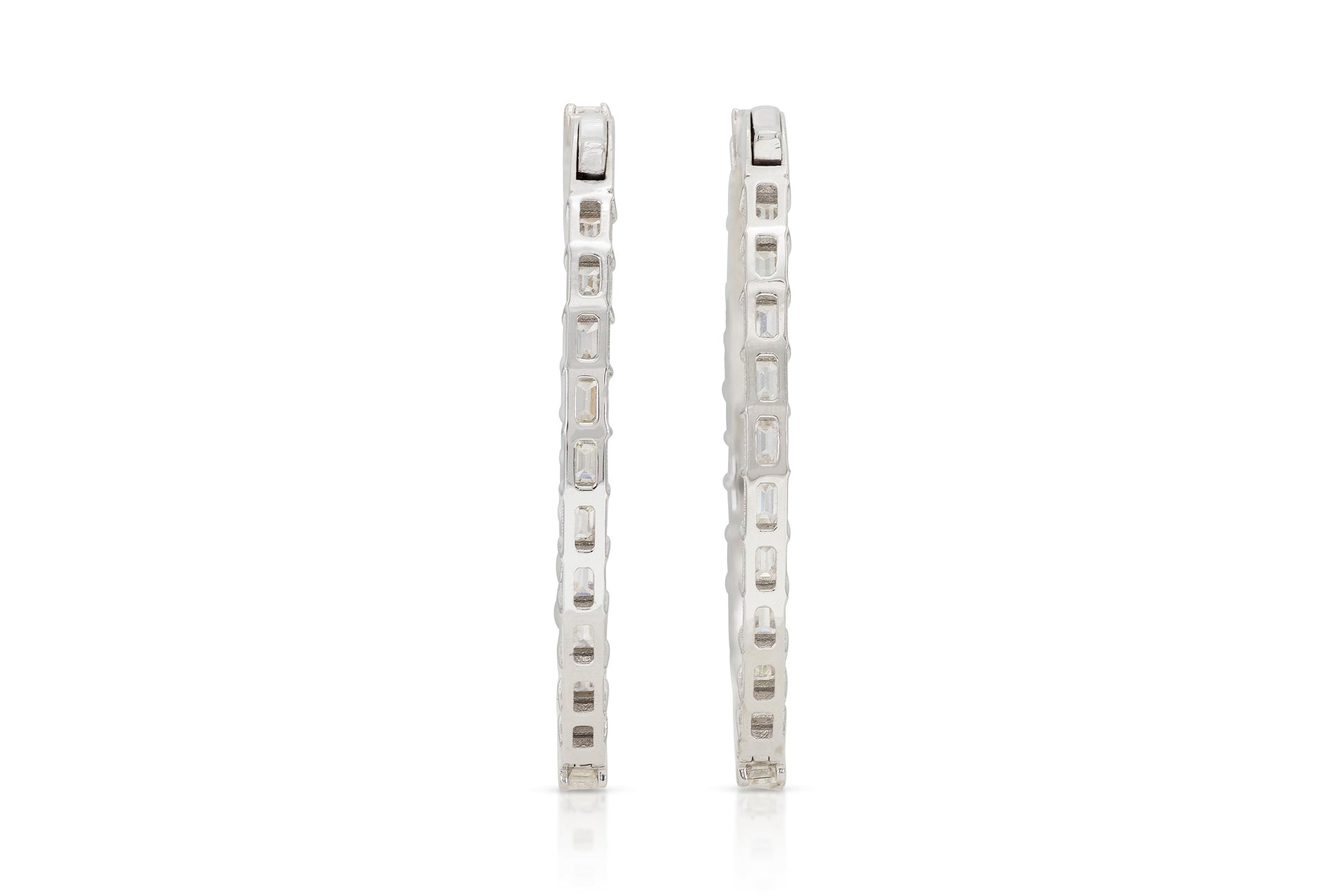 5.50 Carat Emerald Cut Diamond Oval Hoop Earrings