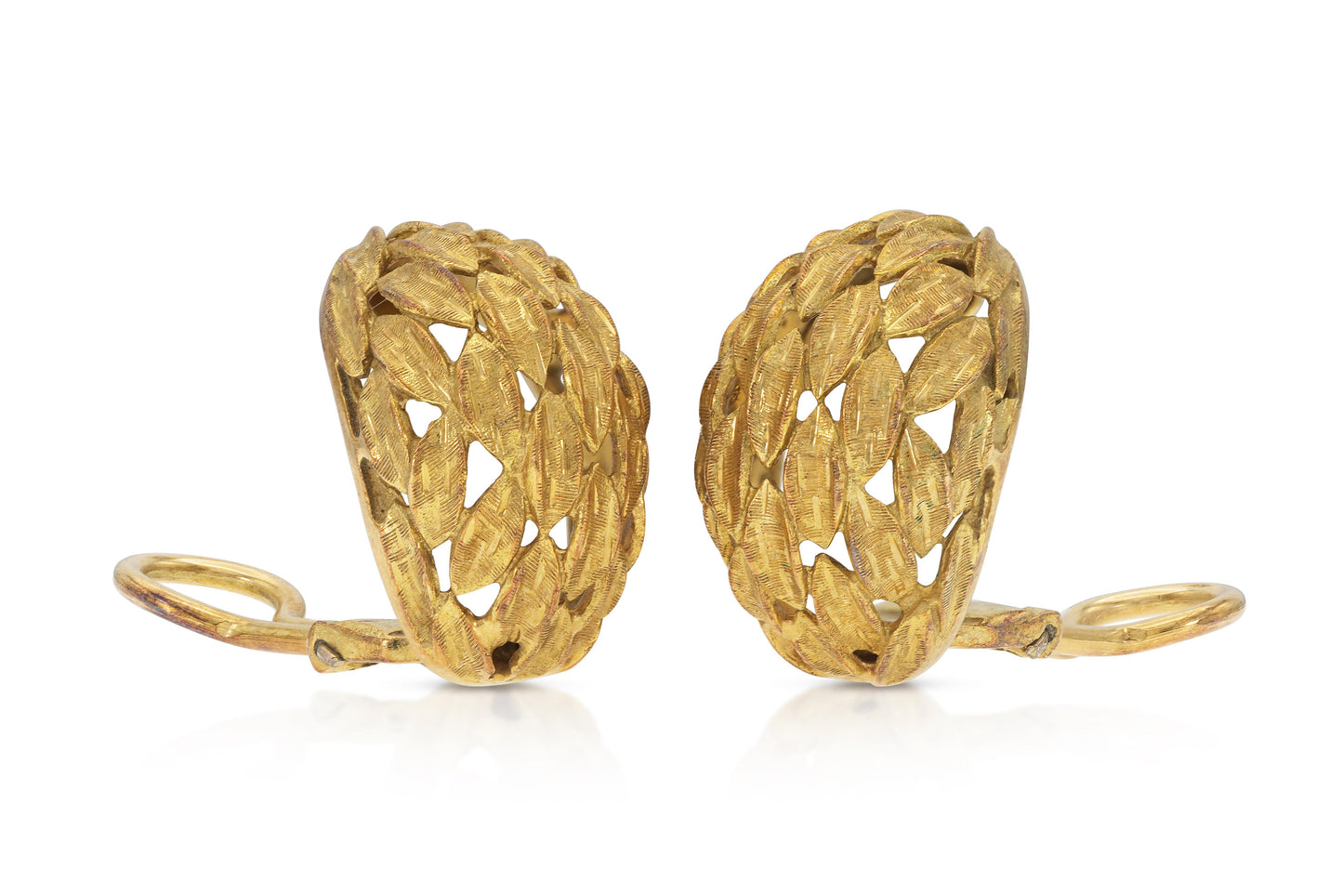 Vintage 1960s Gold Feather Domed Earrings