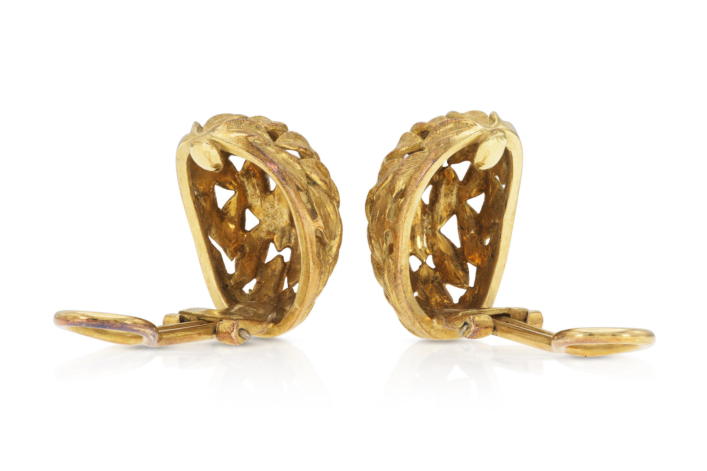 Vintage 1960s Gold Feather Domed Earrings