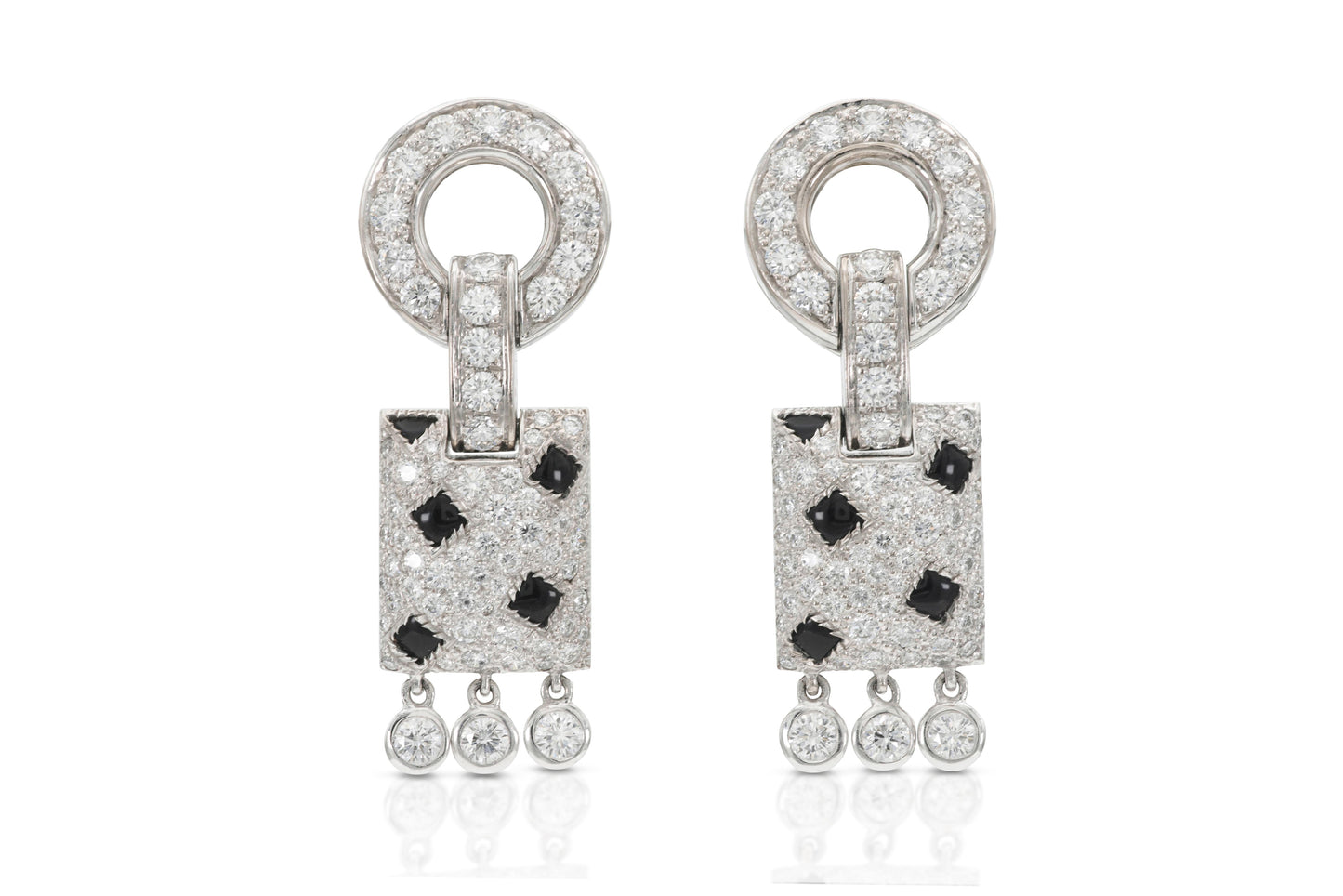 Cartier Pelage Panthere Diamond and Onyx Dangle Earrings