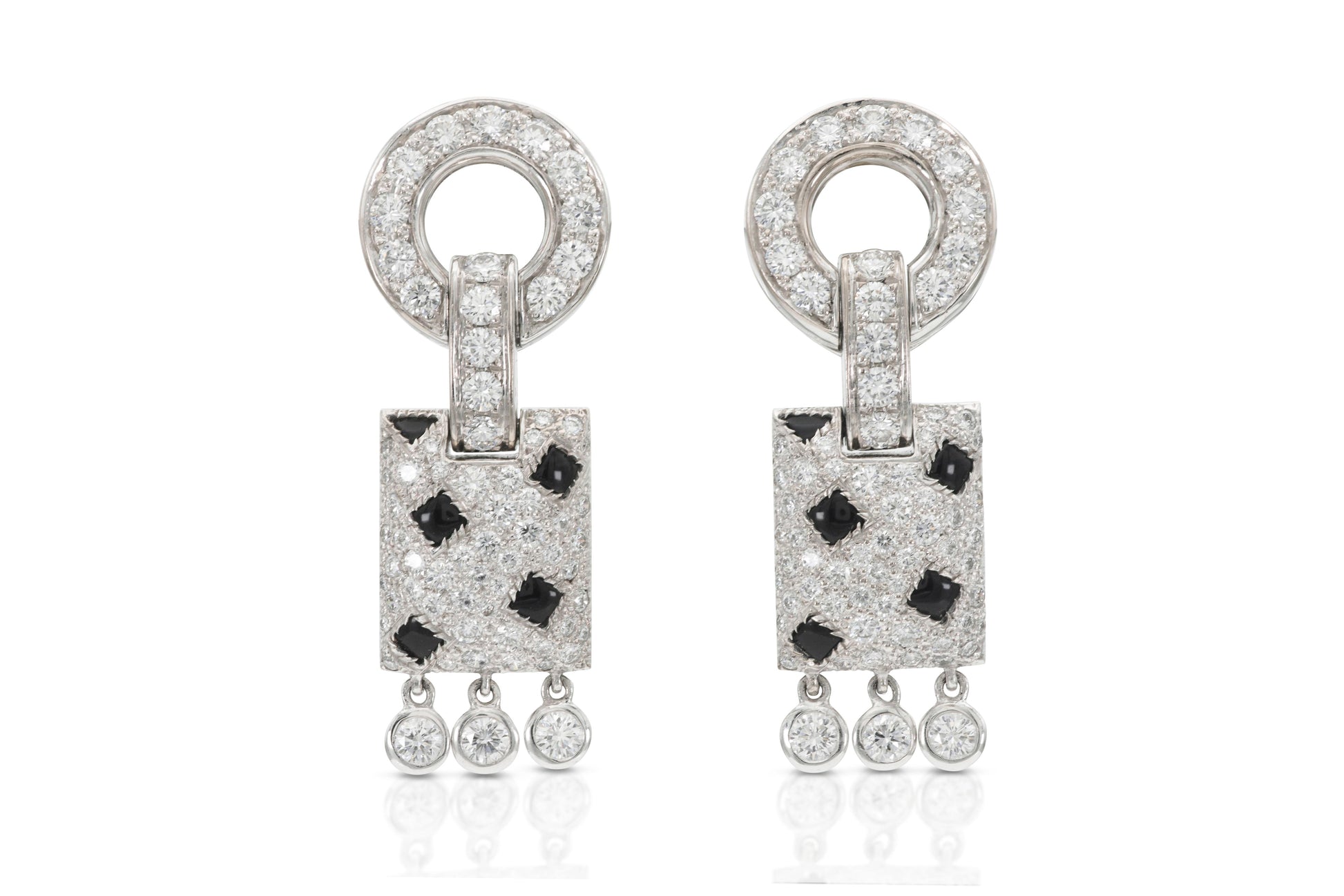 Cartier Pelage Panthere Diamond and Onyx Dangle Earrings