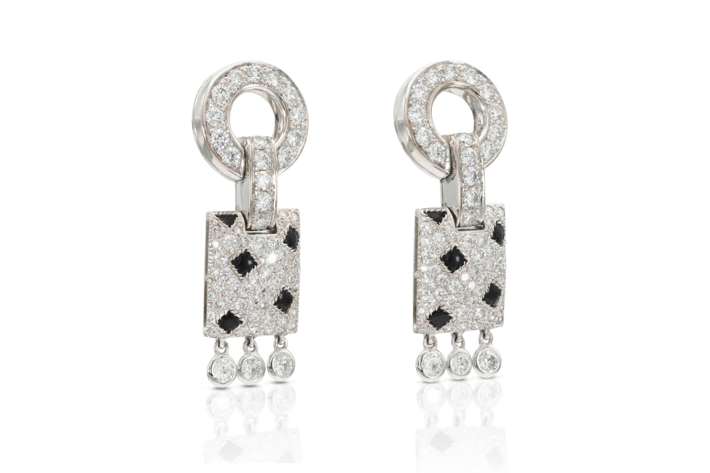Cartier Pelage Panthere Diamond and Onyx Dangle Earrings