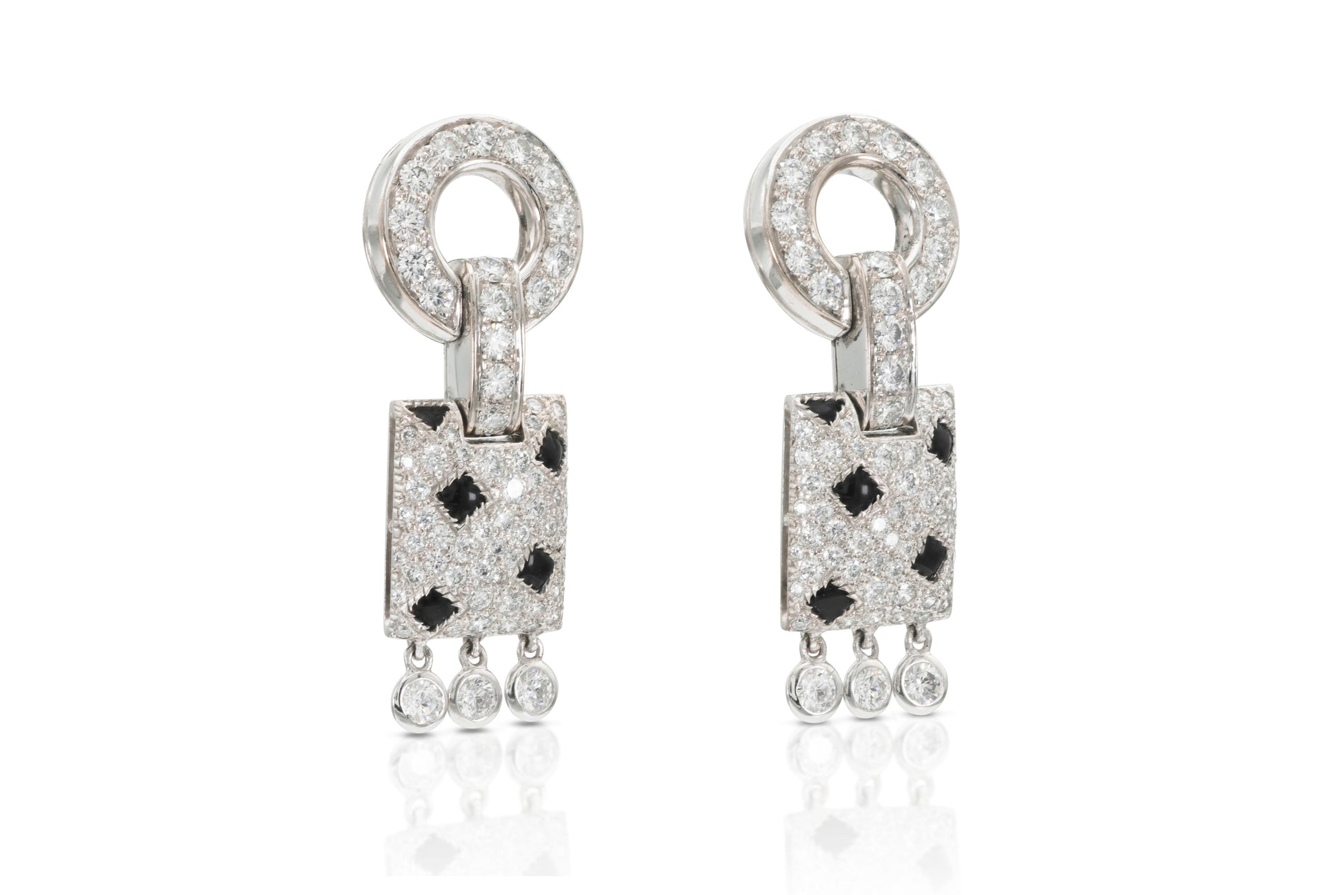 Cartier Pelage Panthere Diamond and Onyx Dangle Earrings