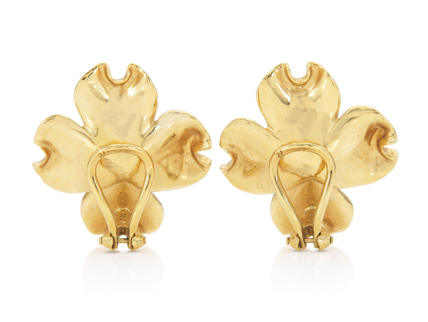 Vintage 1970s Gold Clover Earrings with Diamonds
