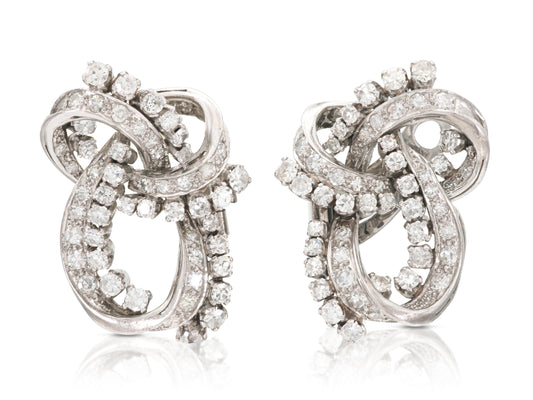 Vintage 1940s 5.50 Carat Diamond Earrings