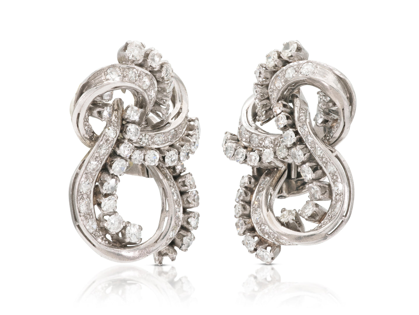 Vintage 1940s 5.50 Carat Diamond Earrings