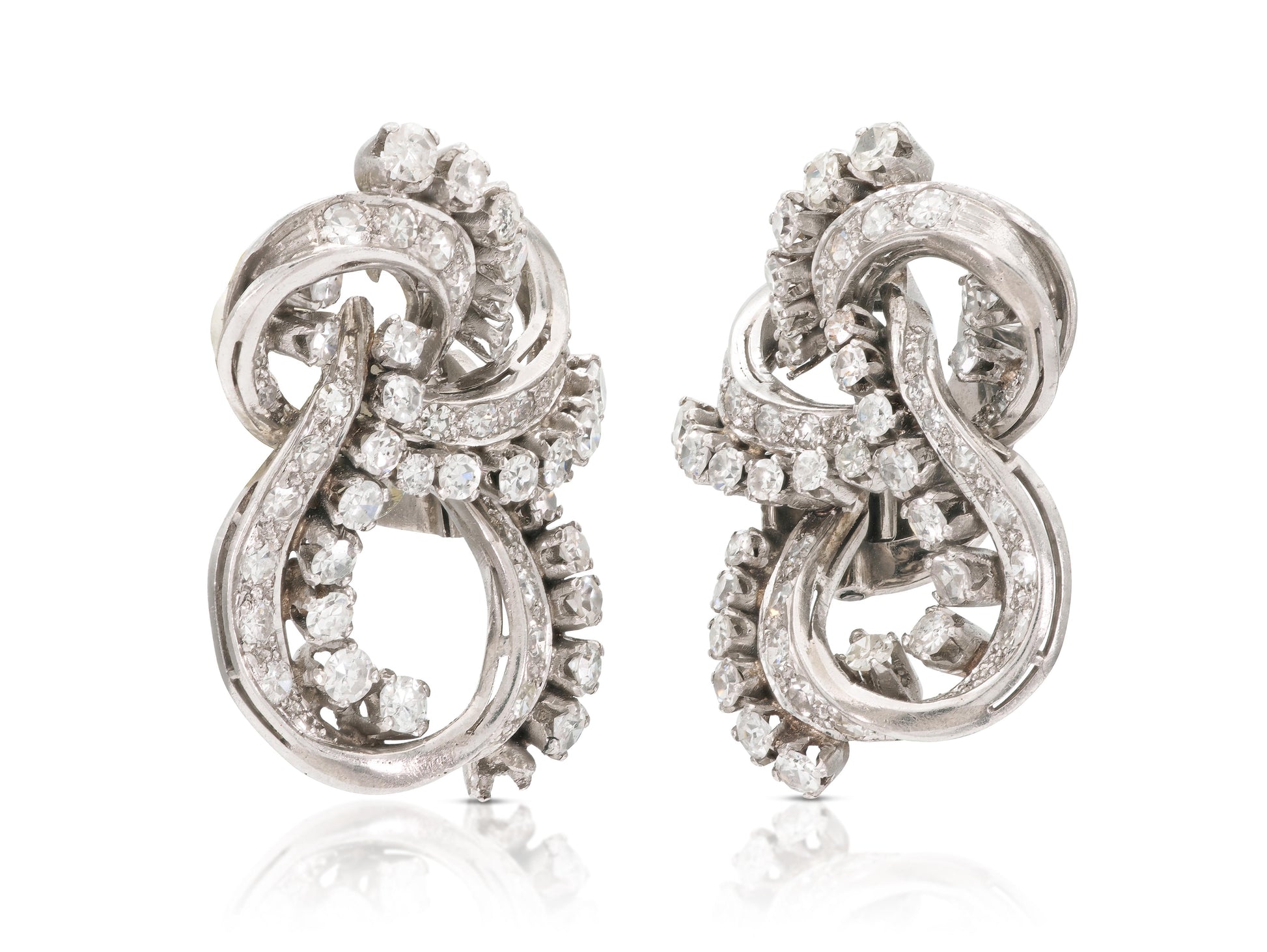 Vintage 1940s 5.50 Carat Diamond Earrings