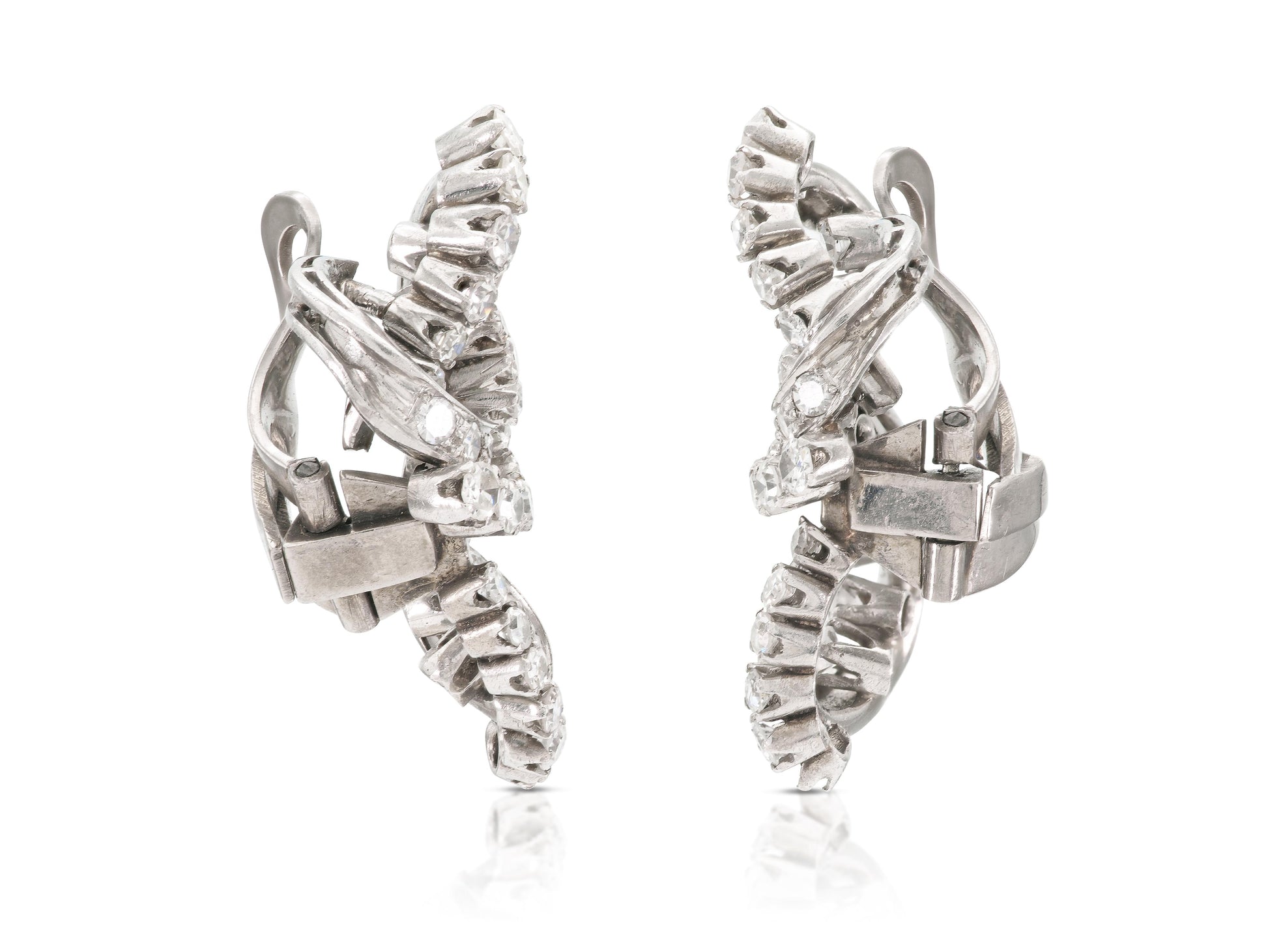 Vintage 1940s 5.50 Carat Diamond Earrings