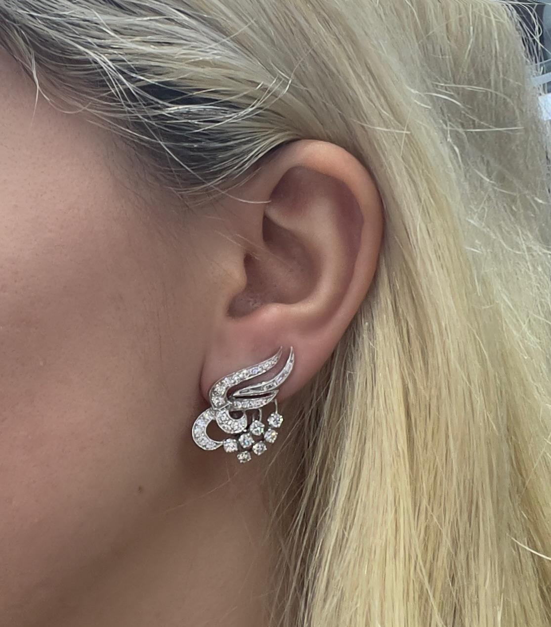 Vintage 1950s 4.00 Carat Diamond Earrings