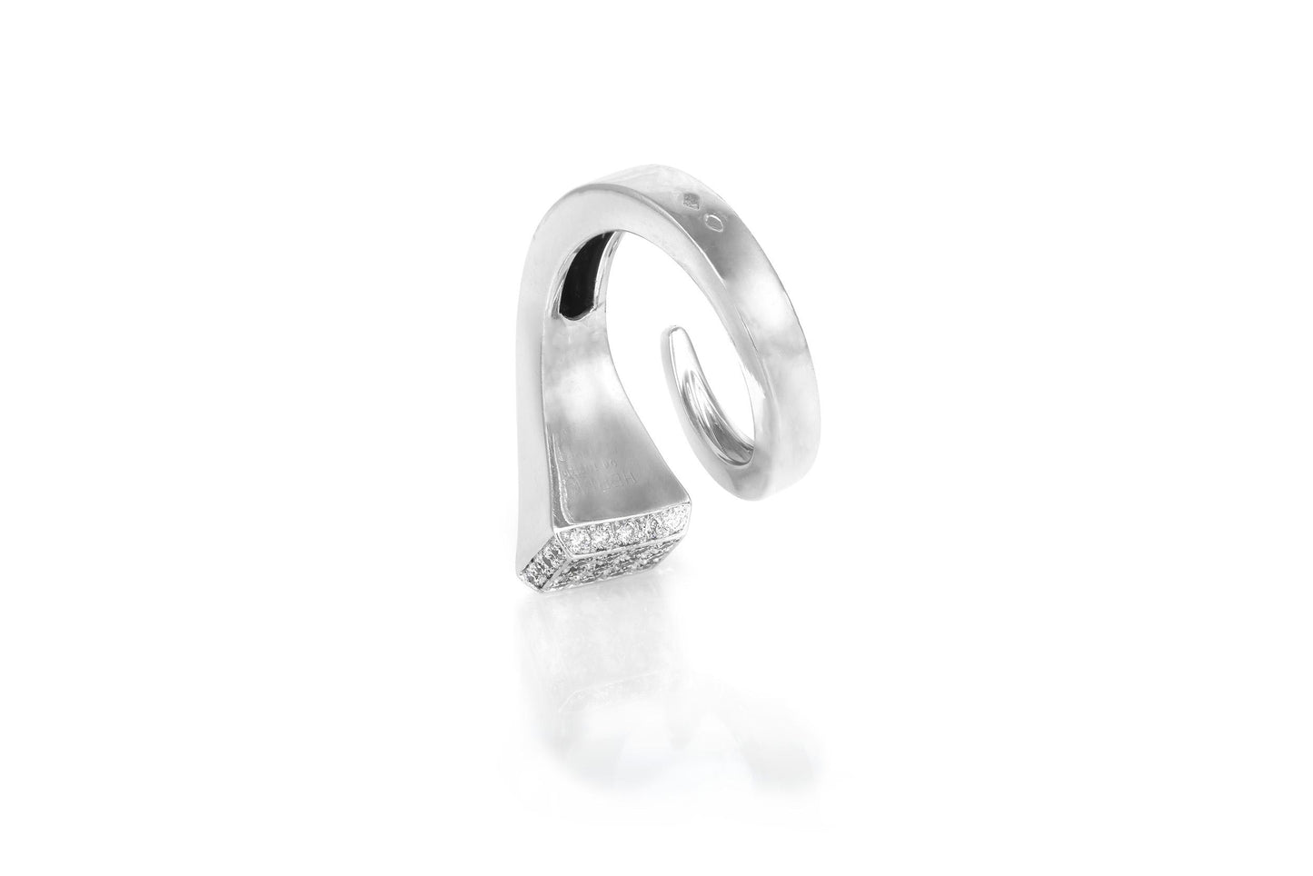 Hermes Diamond White Gold Twisted Nail Ring
