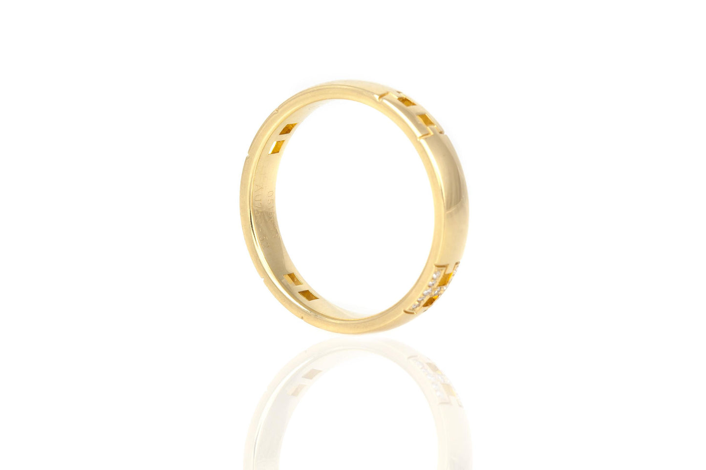 Hermes Yellow Gold Hercules Band Ring with Diamonds