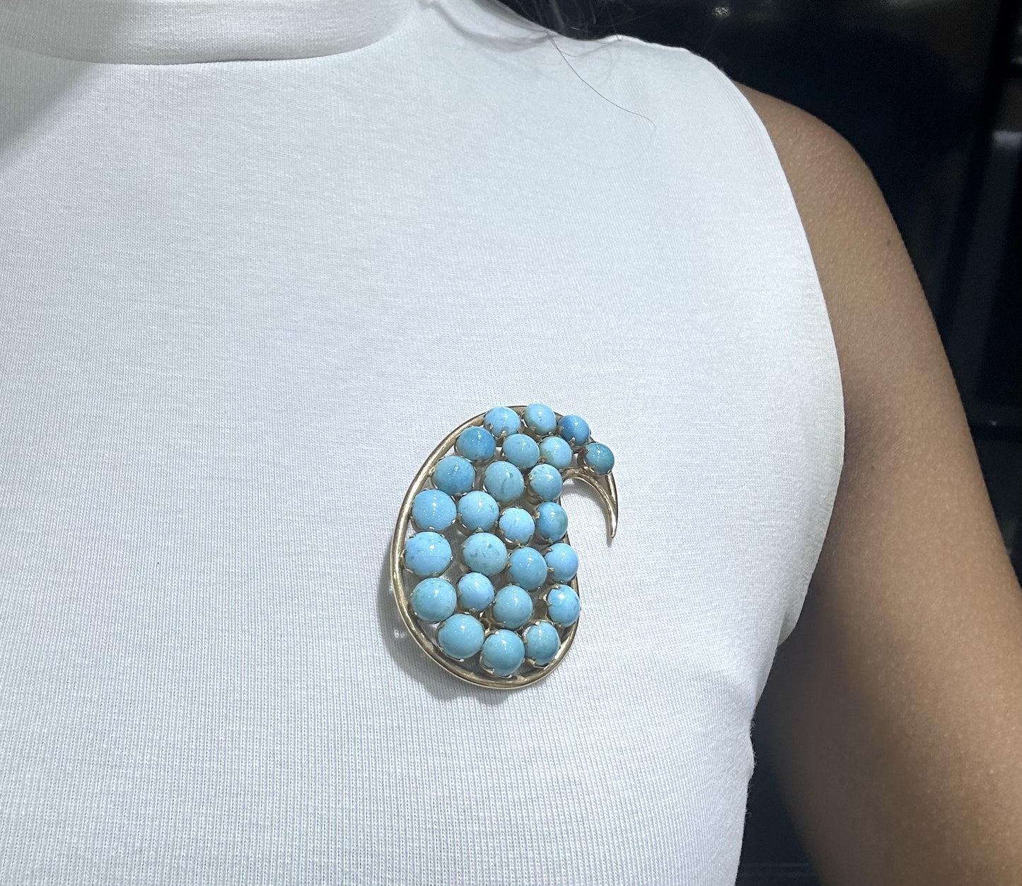 Vintage 1950s Turquoise Brooch