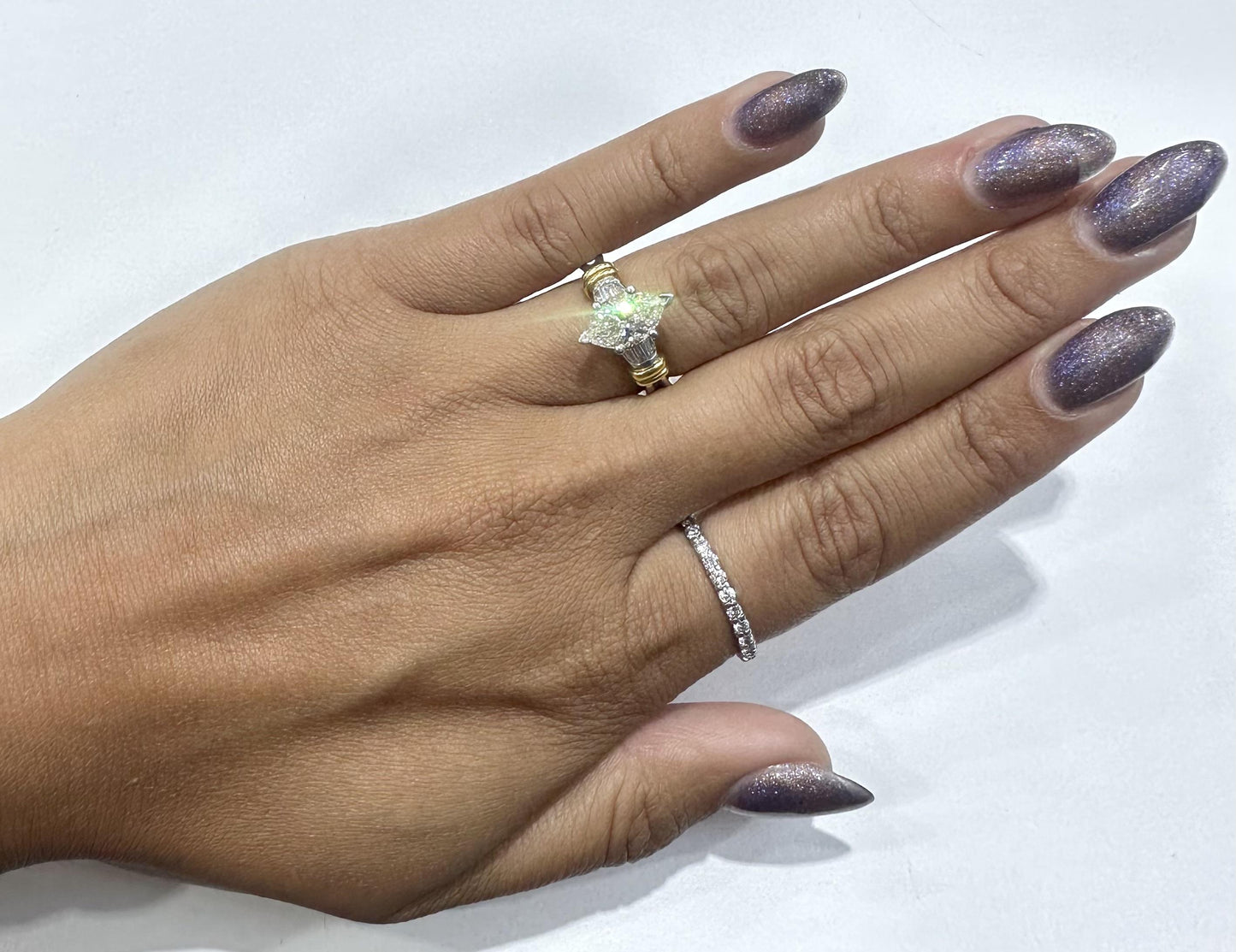 Vintage 1960s 2.10 Carat Marquise Cut Diamond Engagement Ring