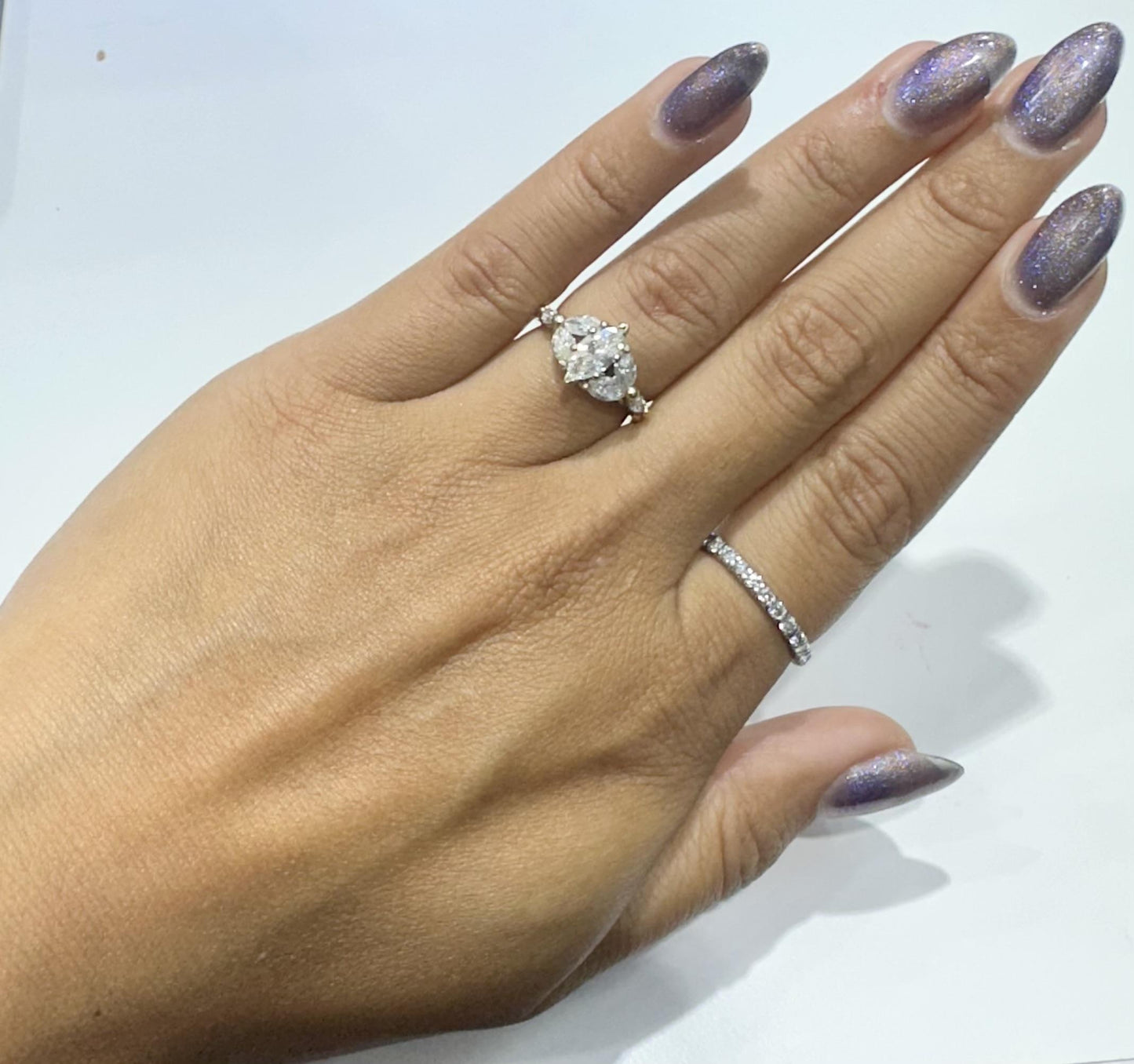 Vintage 1980s 0.70 Carat Marquise Cut Diamond Engagement Ring