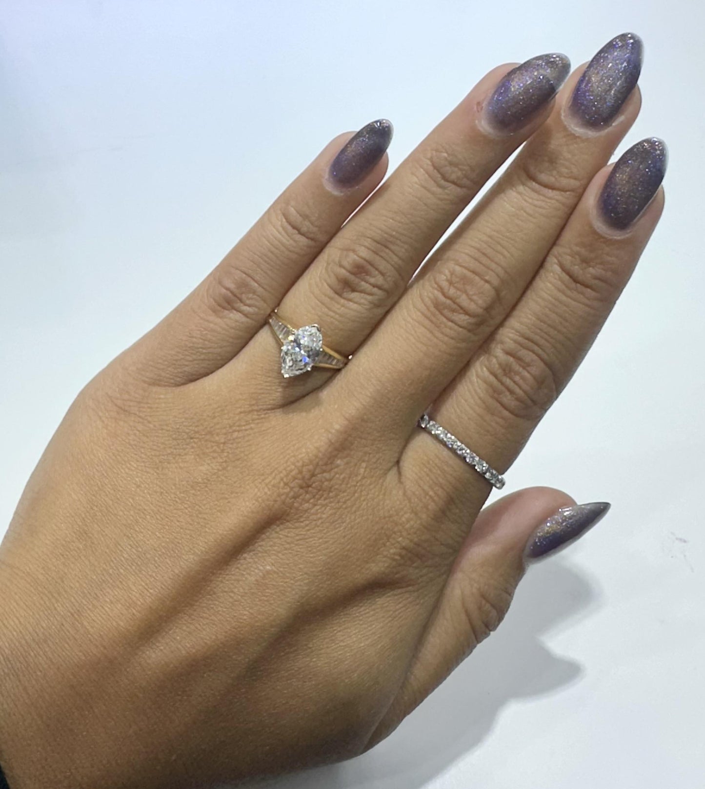 Vintage 1990s 1.55 Carat Marquise Cut Diamond Engagement Ring