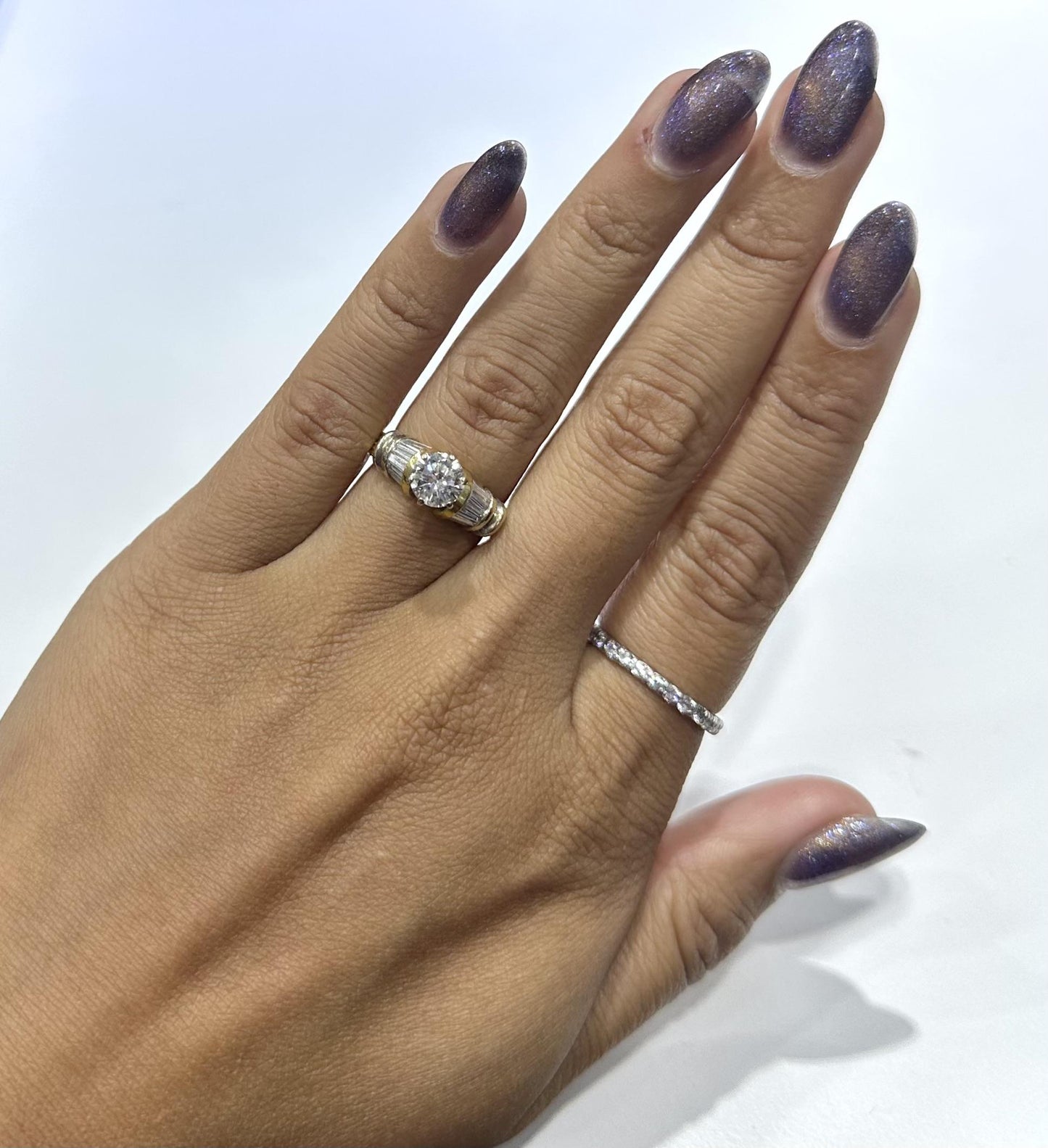 Vintage 1980s 1.25 Carat Round Cut Diamond Engagement Ring