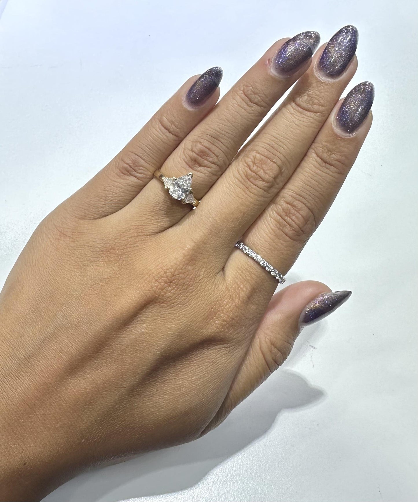 Vintage 1980s 1.30 Carat Pear Shaped Diamond Engagement Ring