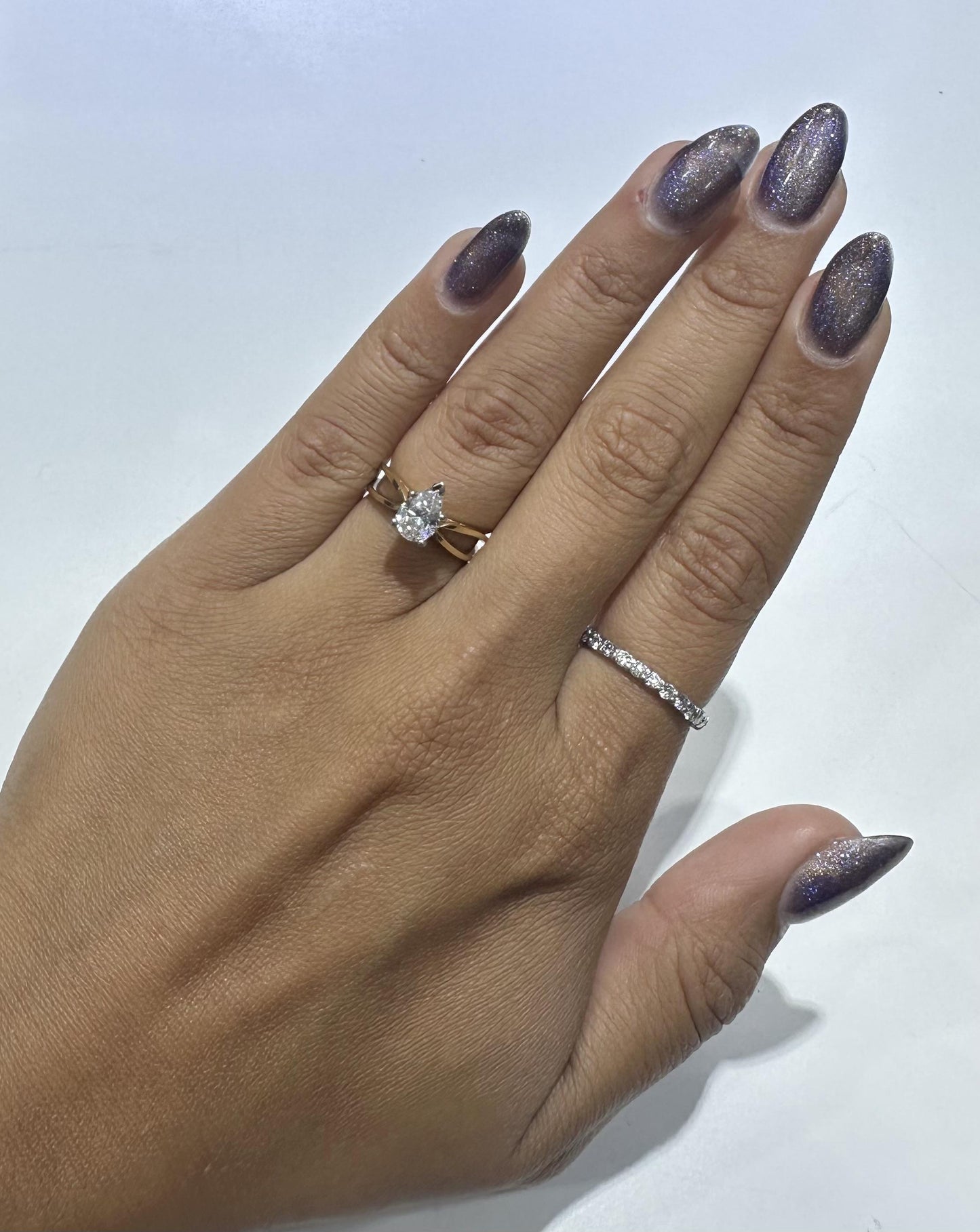 Vintage 1960s 0.87 Carat Pear Shaped Diamond Engagement Ring