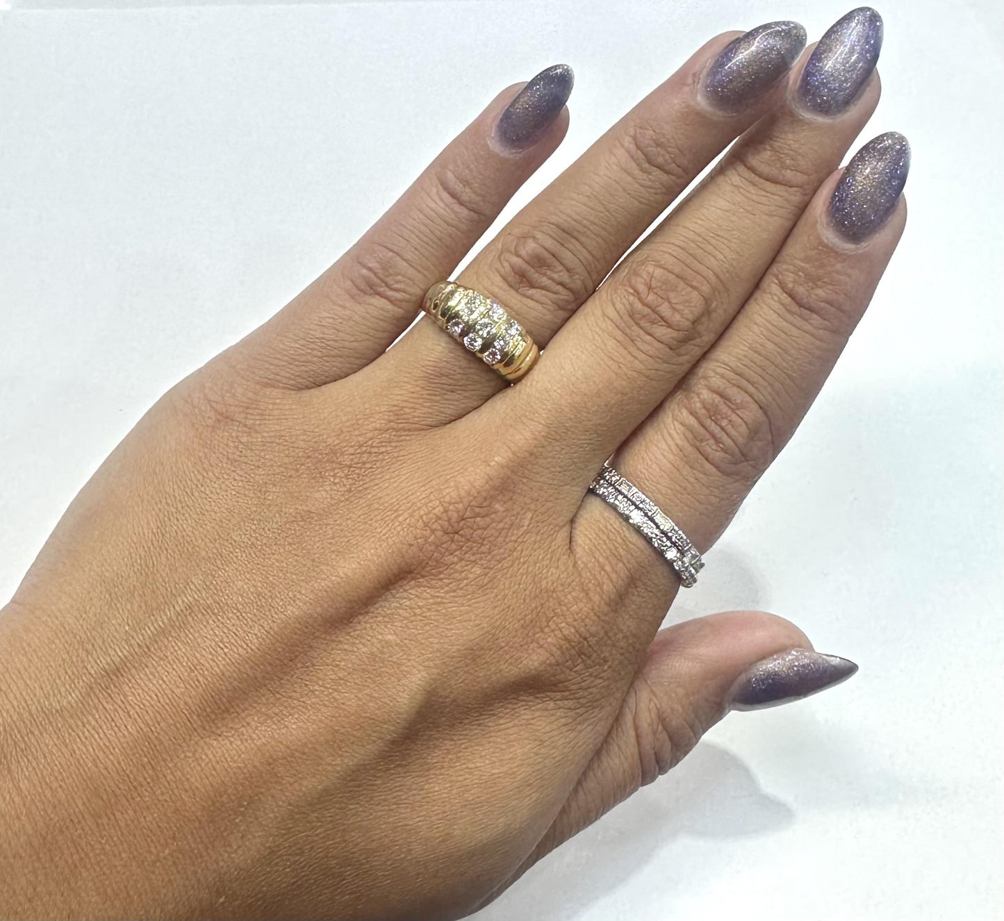 Vintage 1980s 0.57 Carat Bar Set Diamonds Band Ring