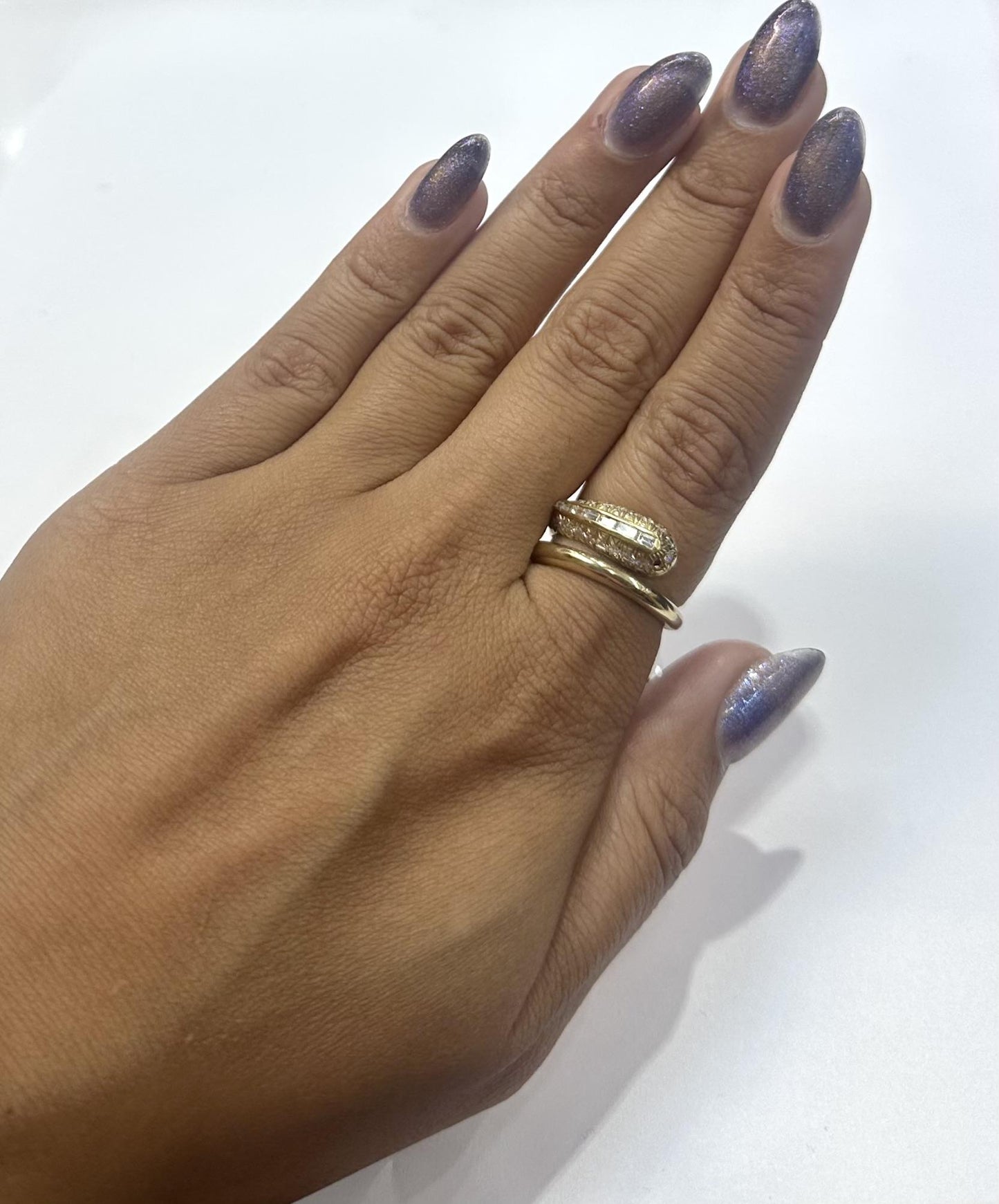 Vintage 1980s 0.95 Carat Diamonds Snake Ring