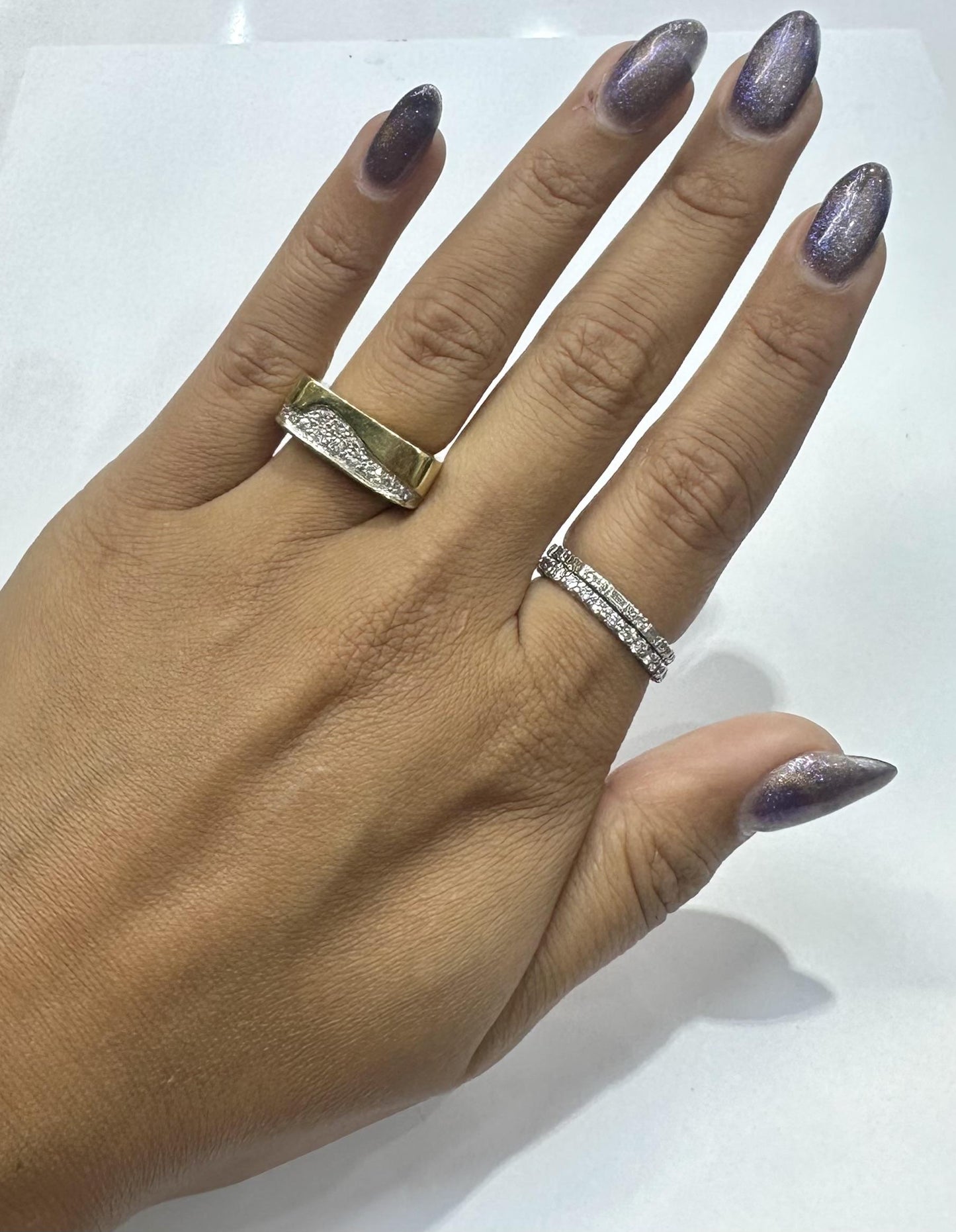 Vintage 1990s Gold Square Ring with Diamonds