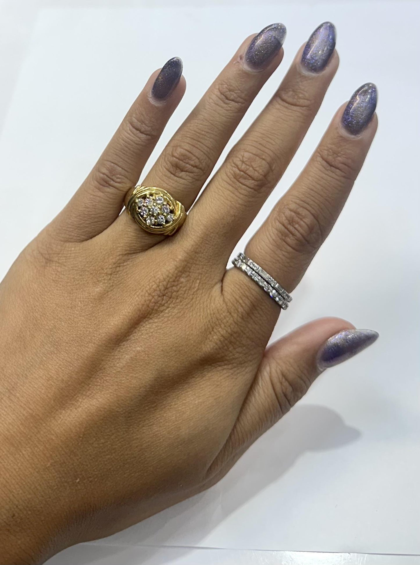 Vintage 1960s Gold Cluster Ring with Diamonds