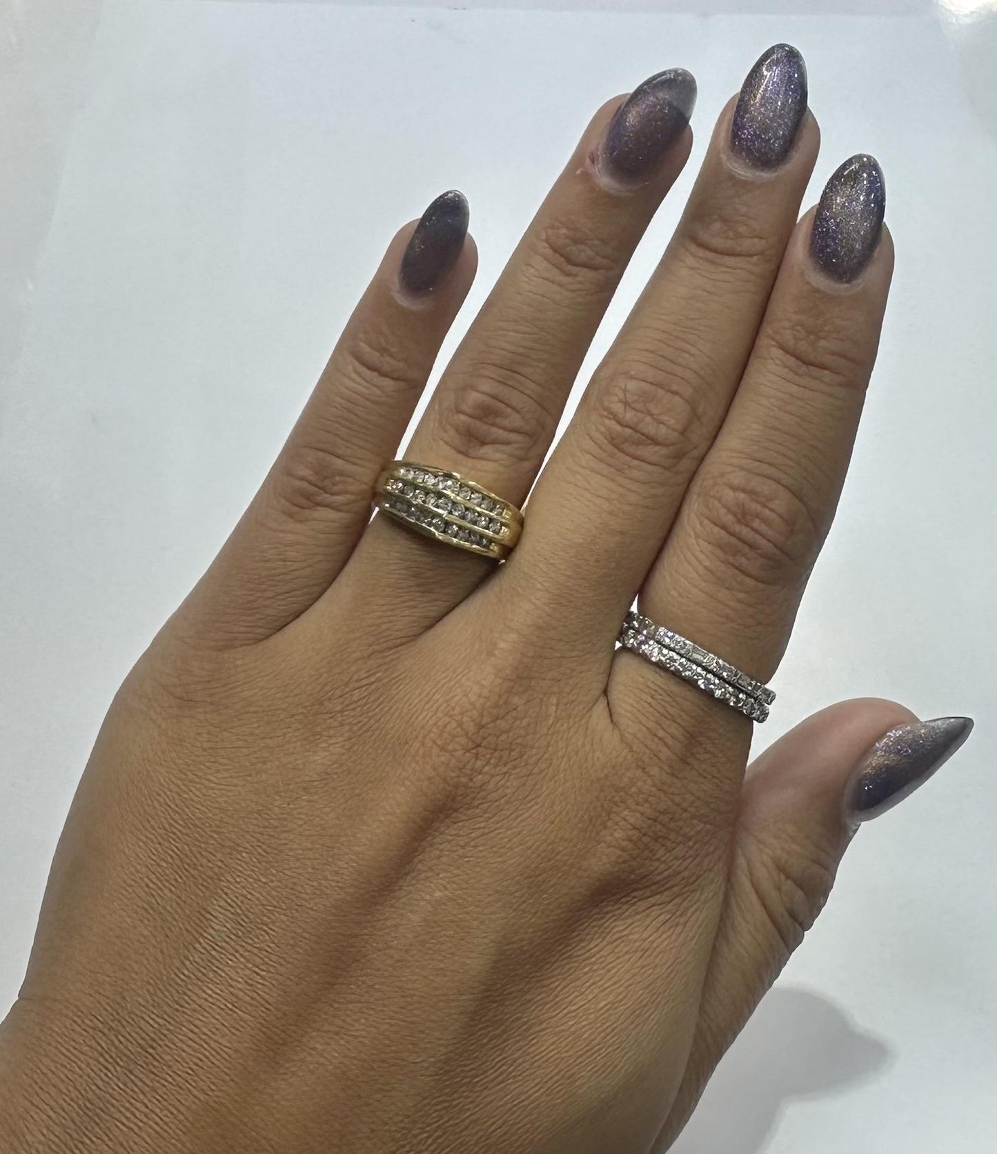 Vintage 1970s Pointed Dome Ring with Diamonds