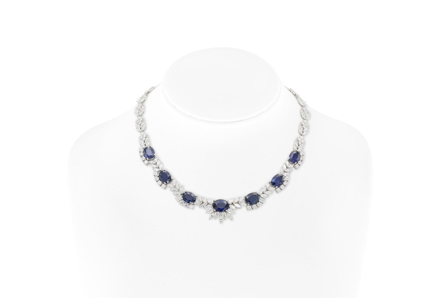 27.83 Carat Oval Cut Sapphires and 25.04 Carat Diamonds Necklace