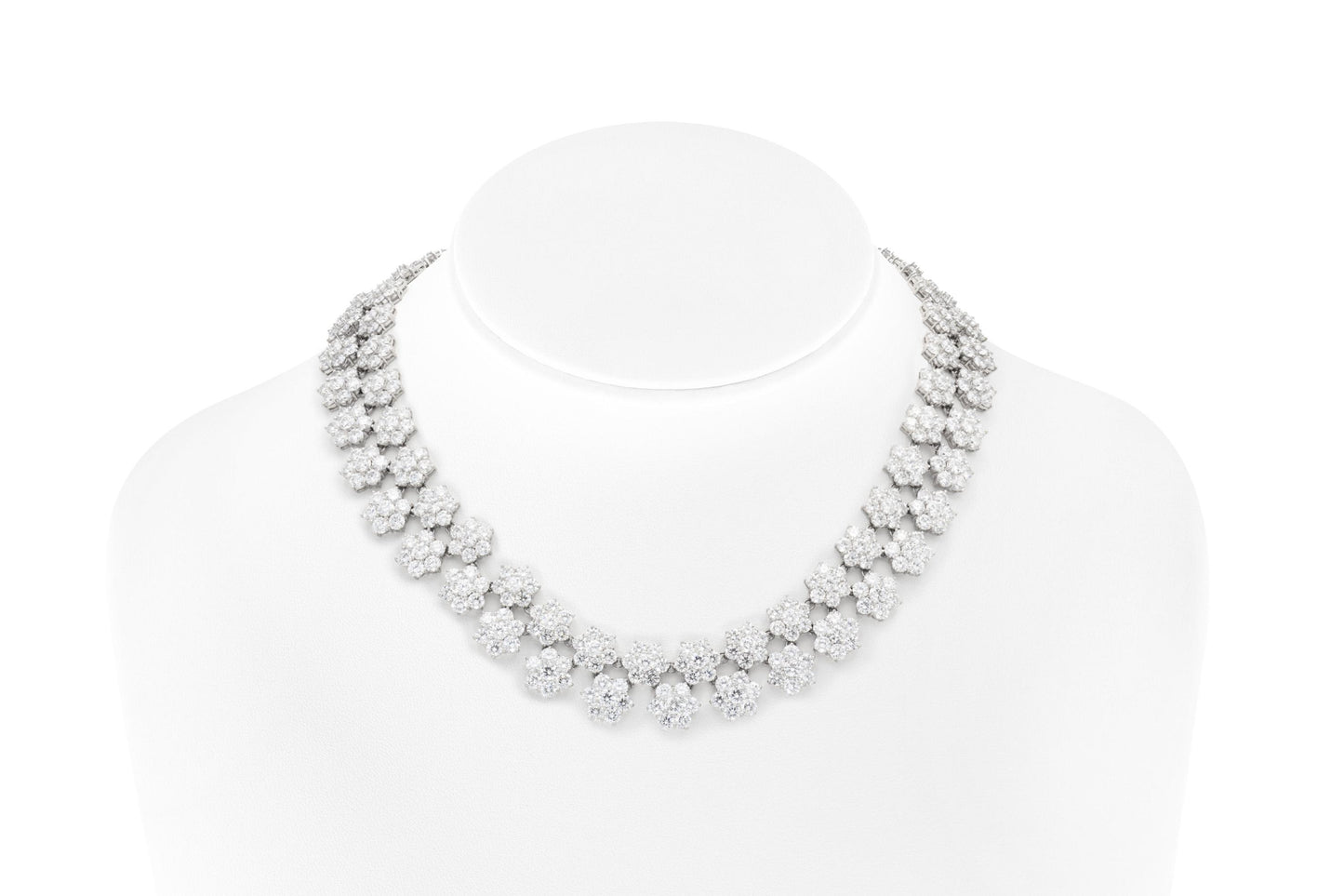 85.54 Carat Diamond Two Row Flowers Collar Necklace