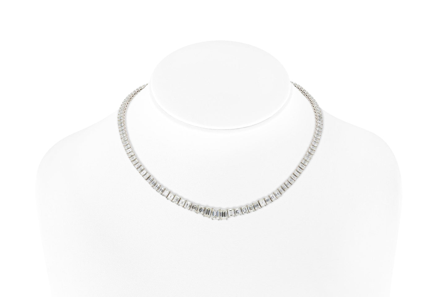 31.10 Carat Emerald Cut Diamond Riviera Necklace