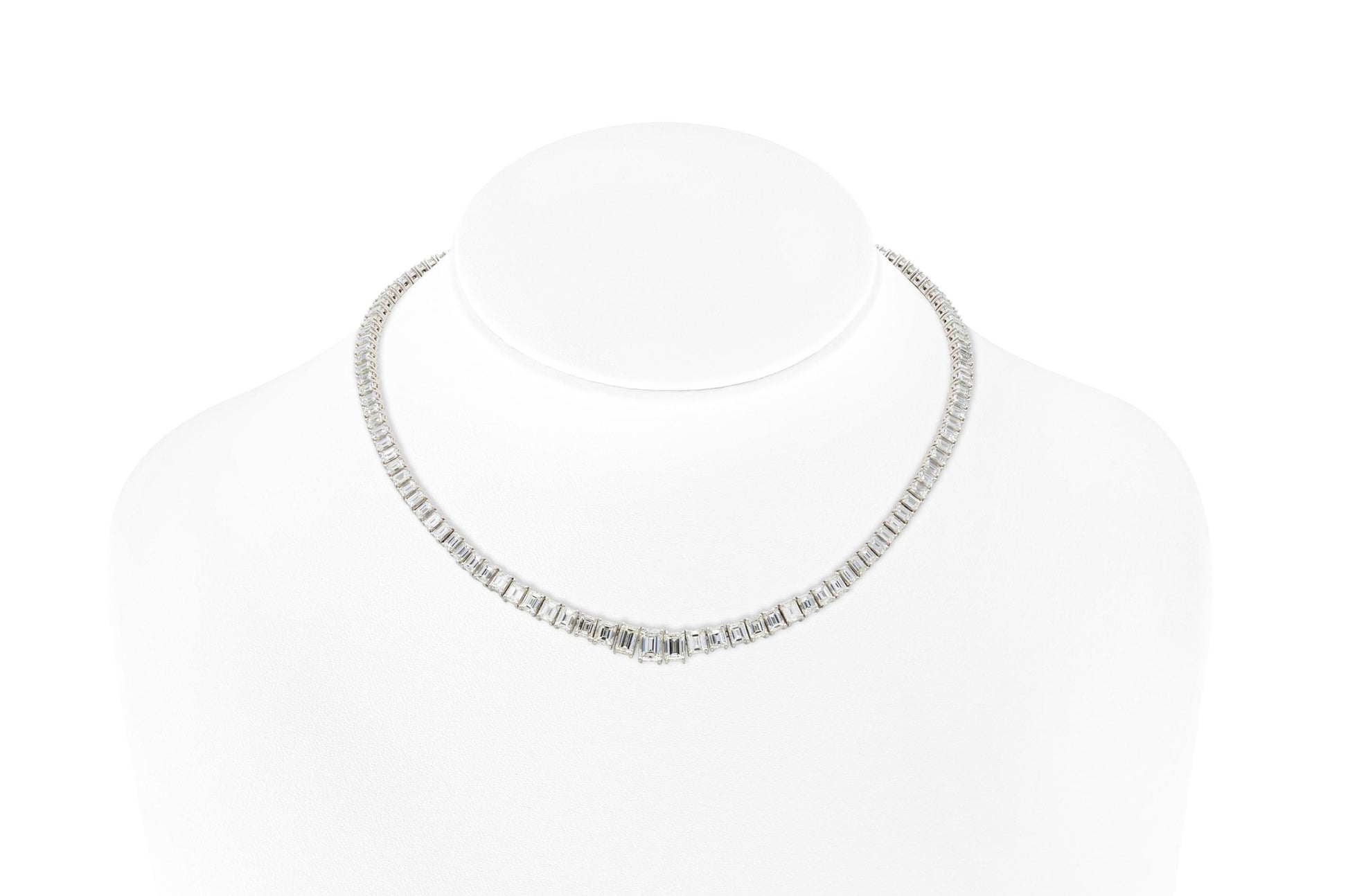 31.10 Carat Emerald Cut Diamond Riviera Necklace