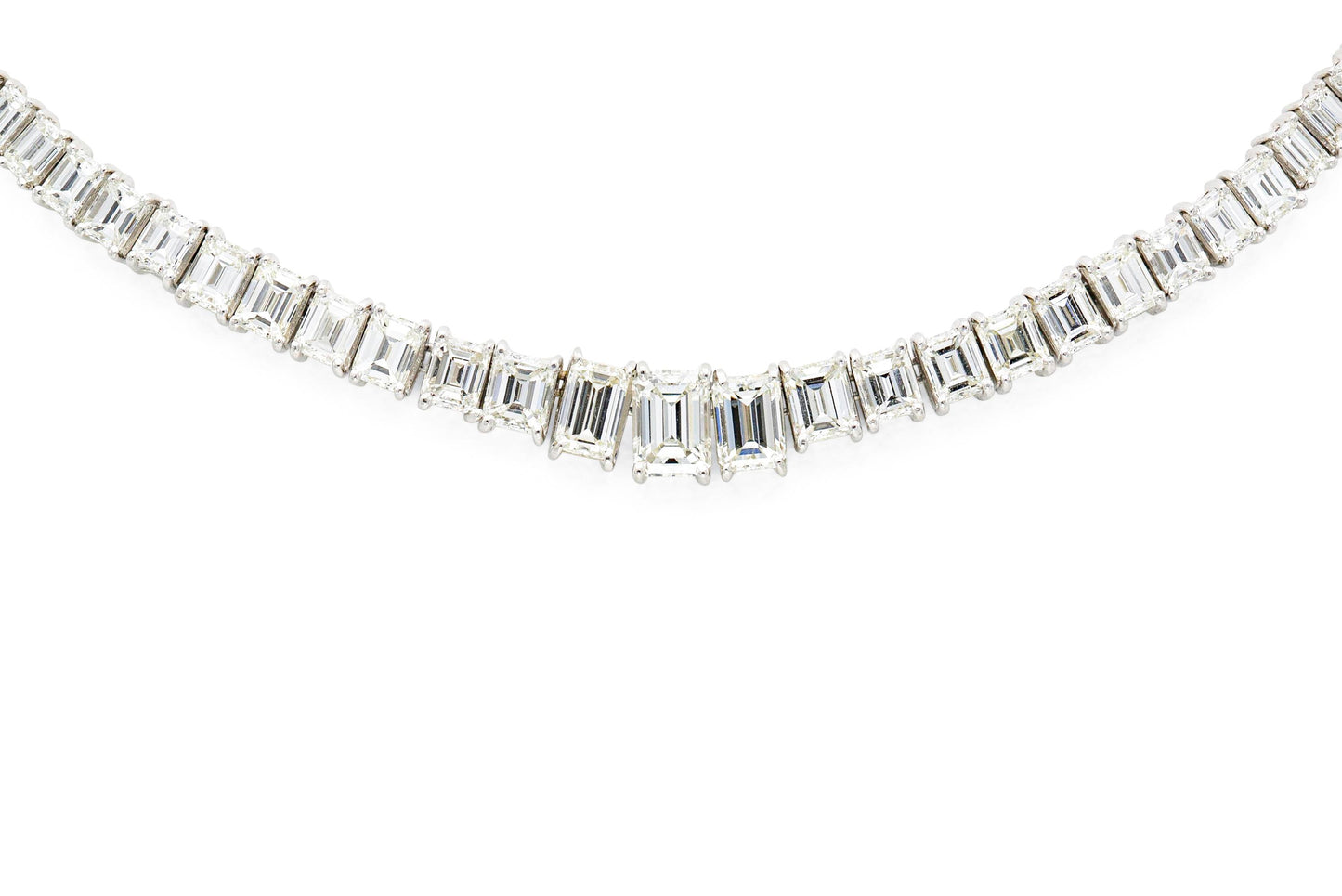 31.10 Carat Emerald Cut Diamond Riviera Necklace