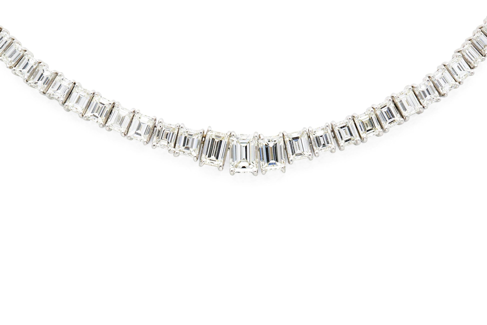 31.10 Carat Emerald Cut Diamond Riviera Necklace